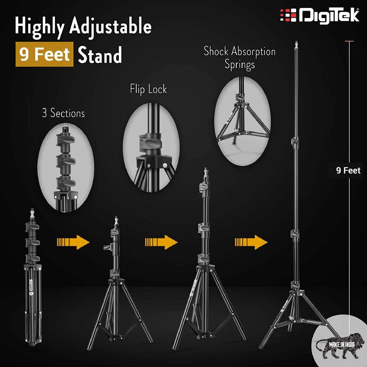 Digitek (DRL-18HC9) Professional 18" inch Ring Light with Stand | 2 Color Modes Dimmable Lighting | for YouTube Photo/Video Shoot Makeup & More | Compatible with iPhone/Android Phone & Camera, Black - Image 6