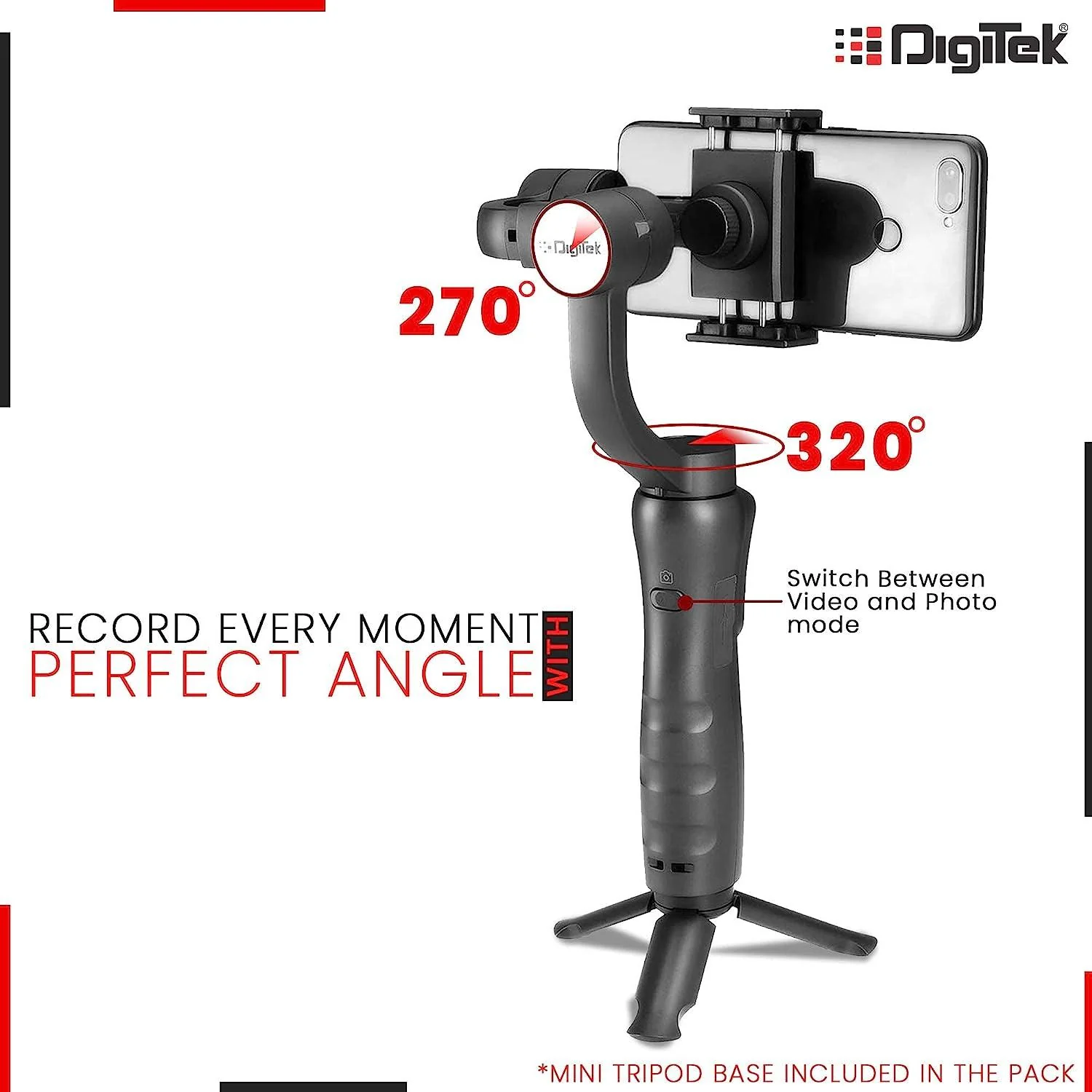 Digitek (DSG 005) 3-Axis Handheld Gimbal Stabilizer for Smartphones & Gopro with Face & Object Tracking Motion, Various Time Lapse Features & Up to 12 hrs. Operational Time DSG 005 - Image 8