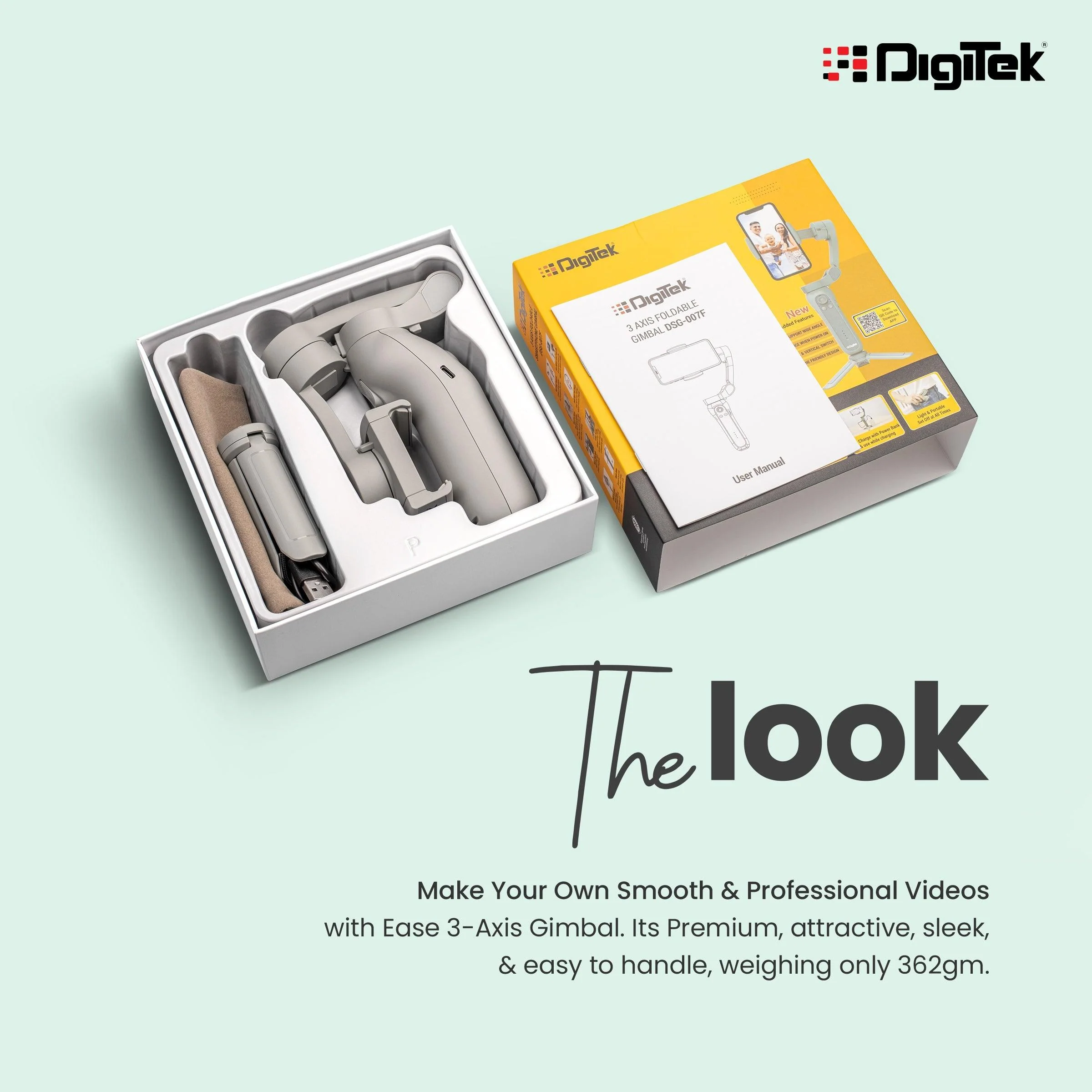 Digitek (DSG 007F) 3 Axis Handheld Steady Gimbal PTZ Camera Mount for All Smart Phones with Face & Object Tracking Motion, Various Time Lapse Features - Image 5