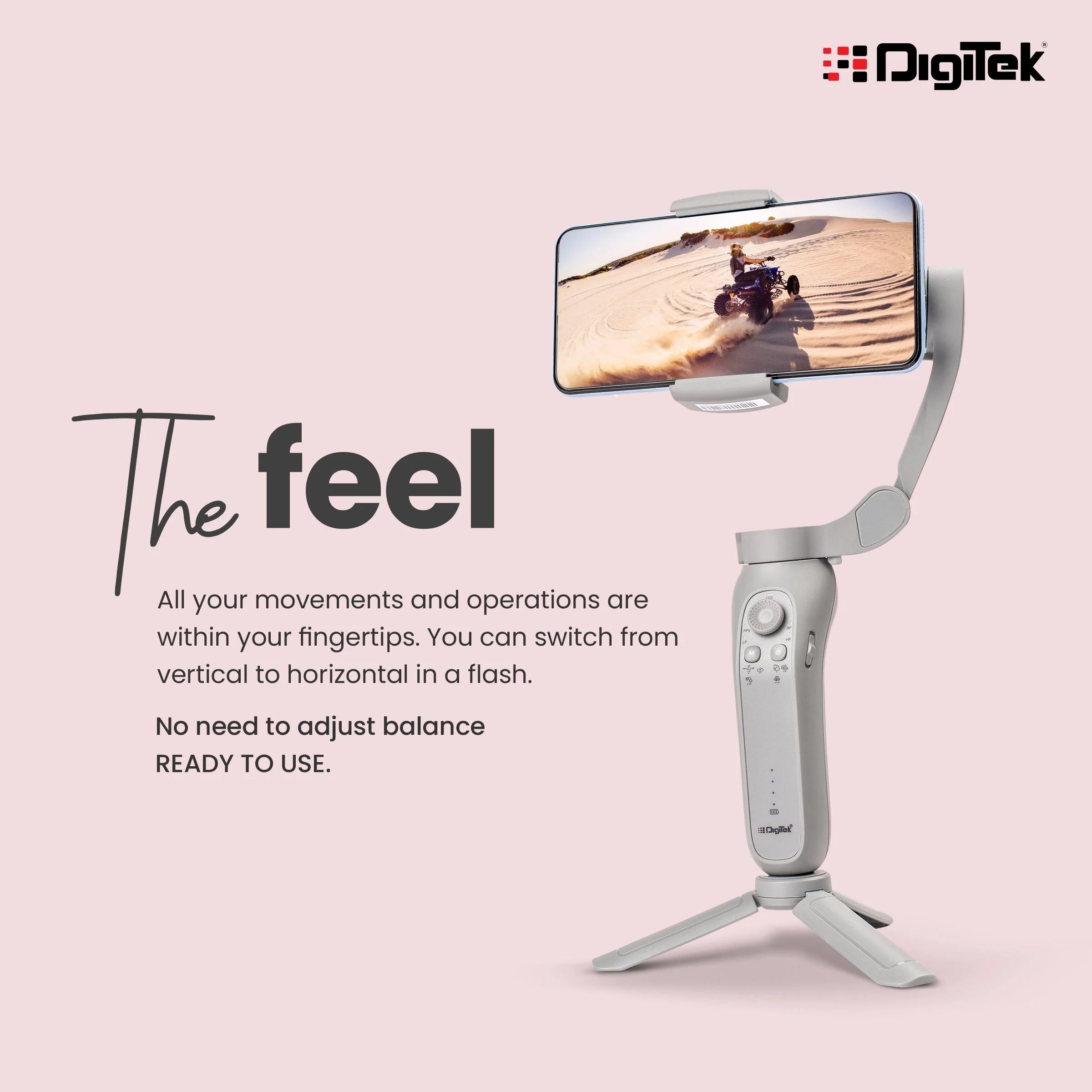 Digitek (DSG 007F) 3 Axis Handheld Steady Gimbal PTZ Camera Mount for All Smart Phones with Face & Object Tracking Motion, Various Time Lapse Features - Image 7