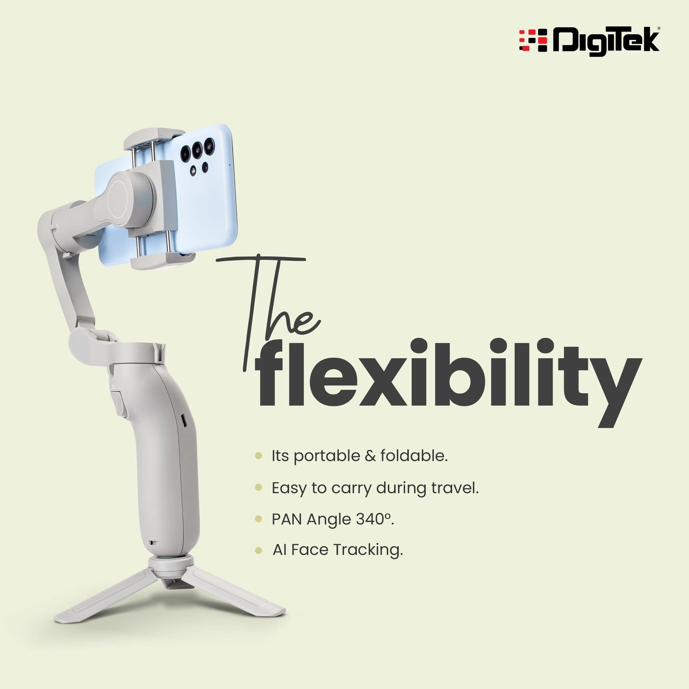 Digitek (DSG 007F) 3 Axis Handheld Steady Gimbal PTZ Camera Mount for All Smart Phones with Face & Object Tracking Motion, Various Time Lapse Features - Image 8