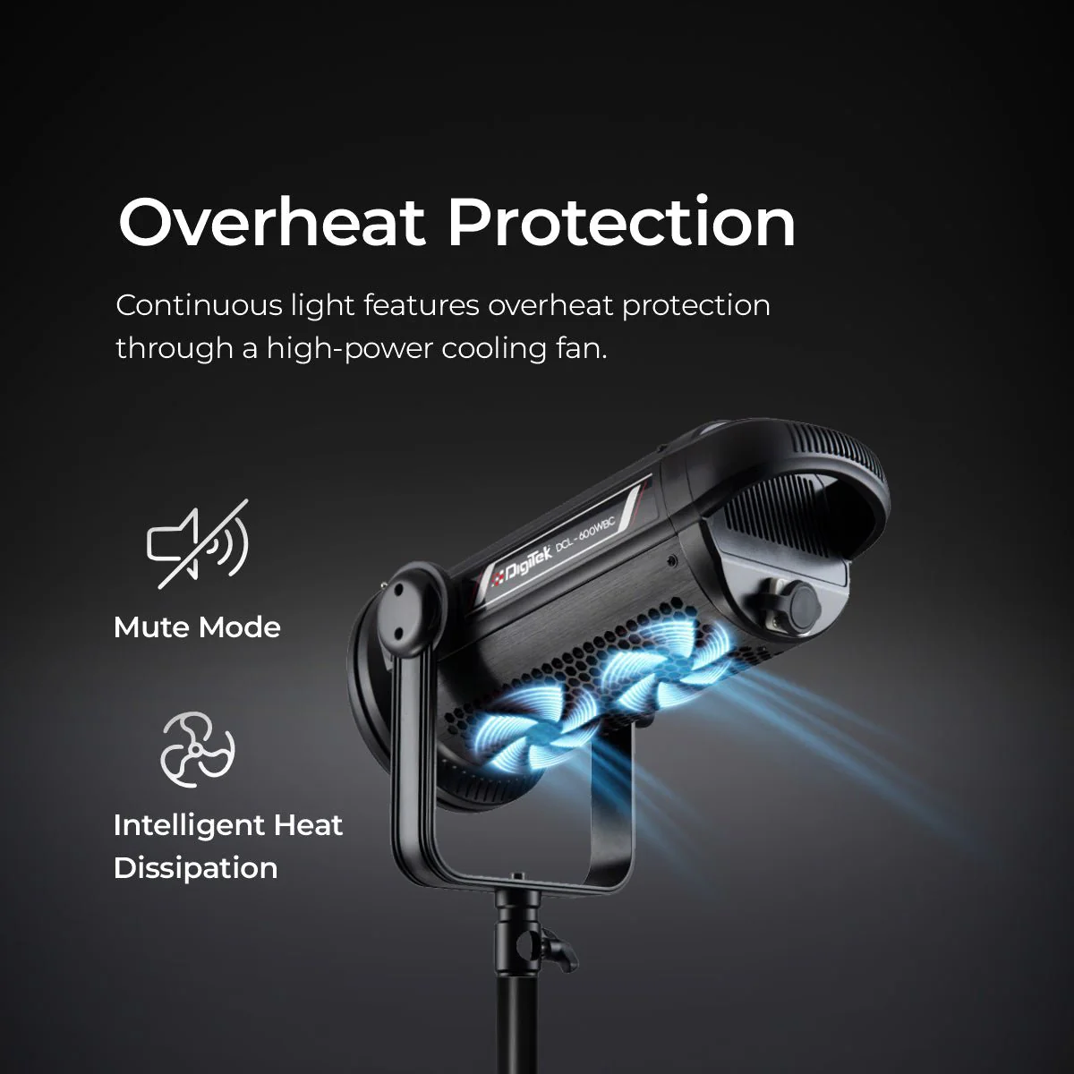 DIGITEK® (DCL-600WBC Combo) 700W Bi Color Continuous LED Video Light with 18CM Reflector & Portable Power Box, AC Power, 2700K-6500K Color Temp Control, 96+ CRI, 63000 Lumen, Ideal for Shooting - Image 6