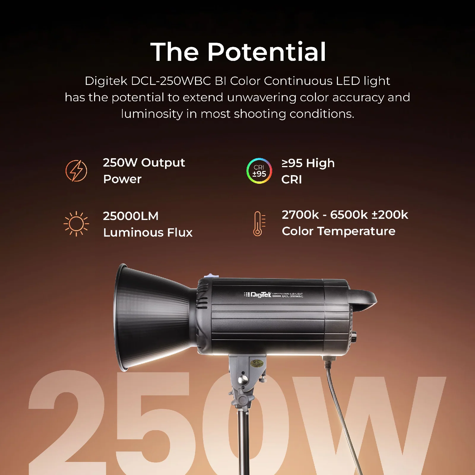 Digitek Lite (DCL-250 WBC) Combo BI Color Continuous LED  Light Suitable for All Kinds of Small Production Photography / Power Saving & Environment Protection - Image 3