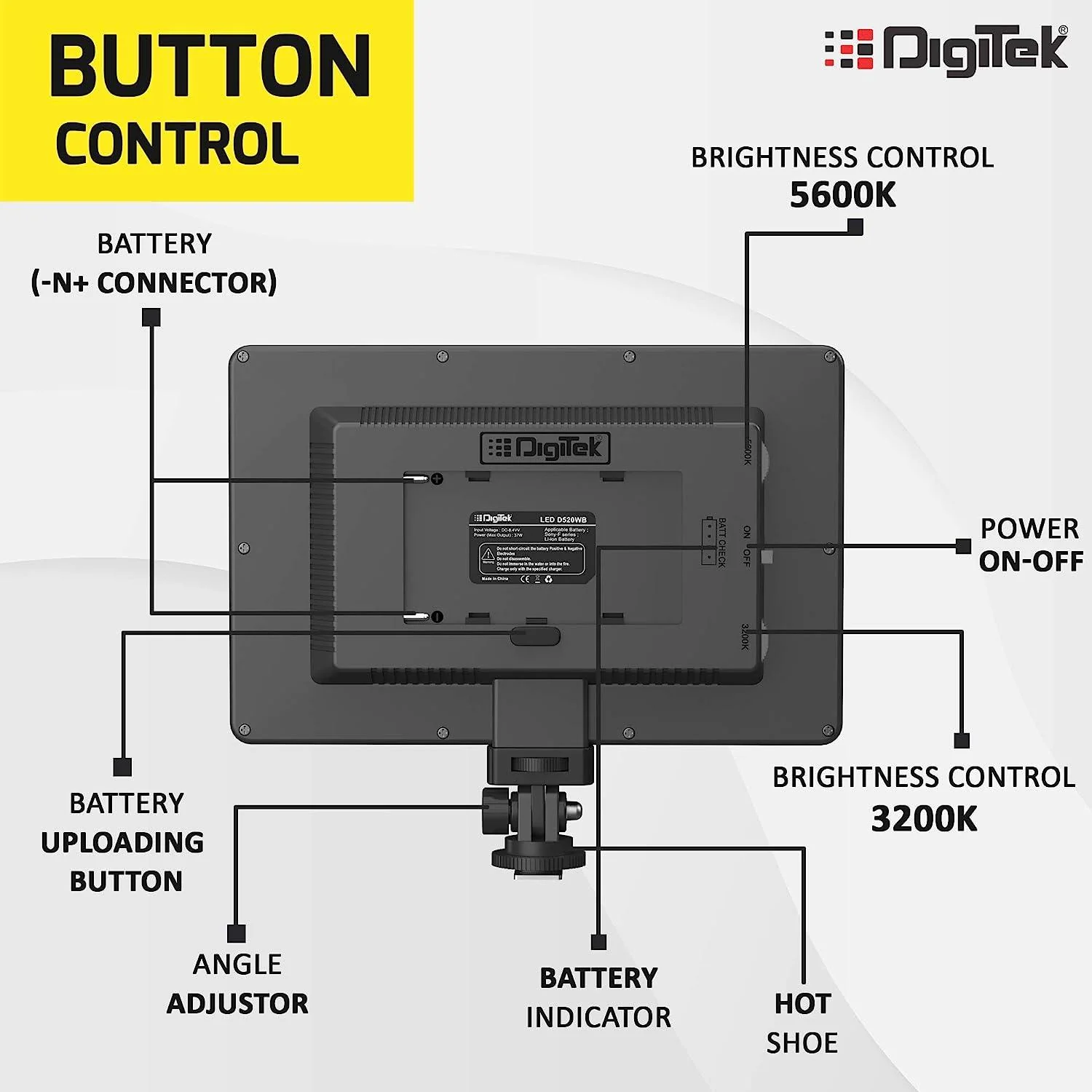 Digitek Bi-color LED D520WB Video Light & NP-750 Li-ion Battery with Micro USB Charging (LED D520WB COMBO) - Image 4