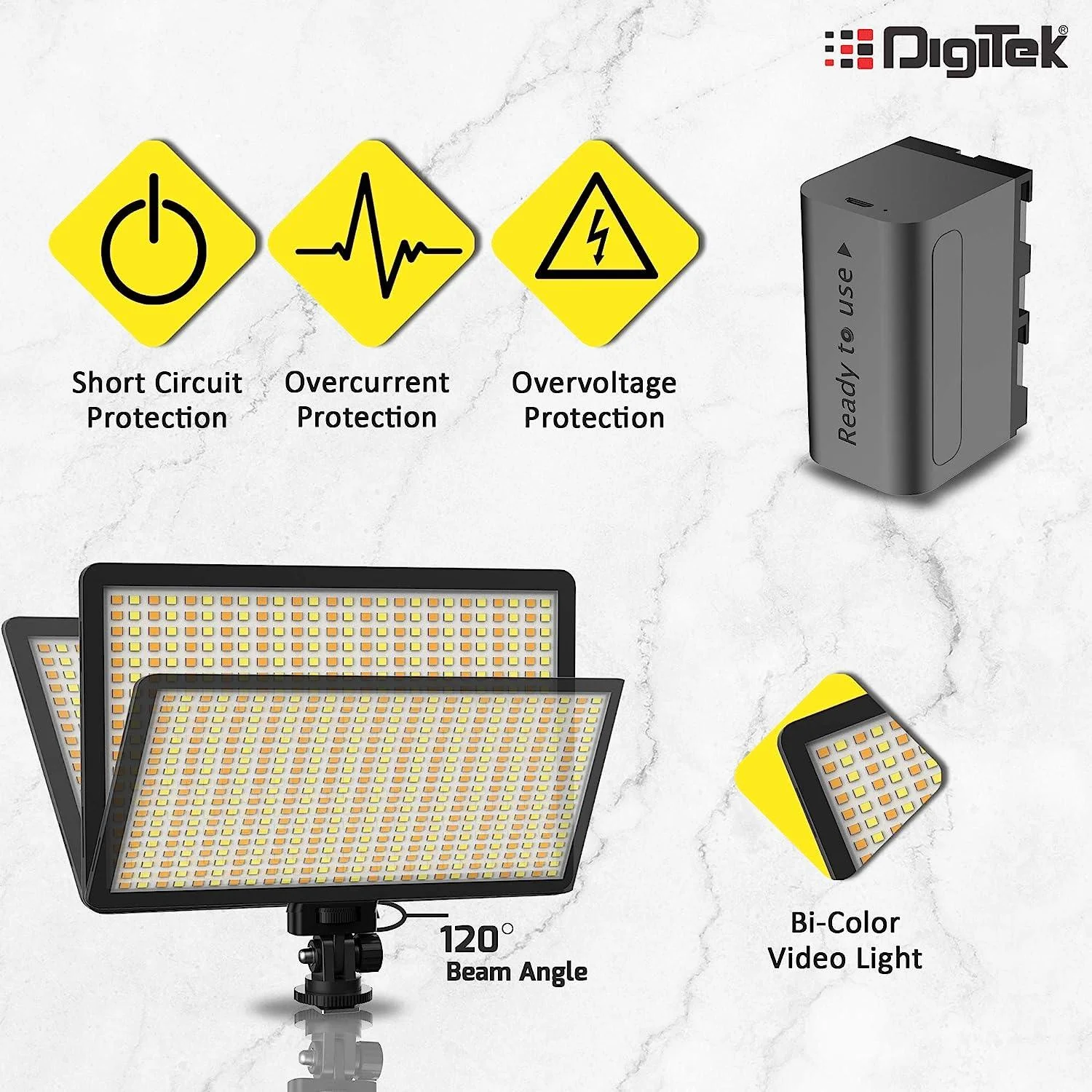 Digitek Bi-color LED D520WB Video Light & NP-750 Li-ion Battery with Micro USB Charging (LED D520WB COMBO) - Image 5