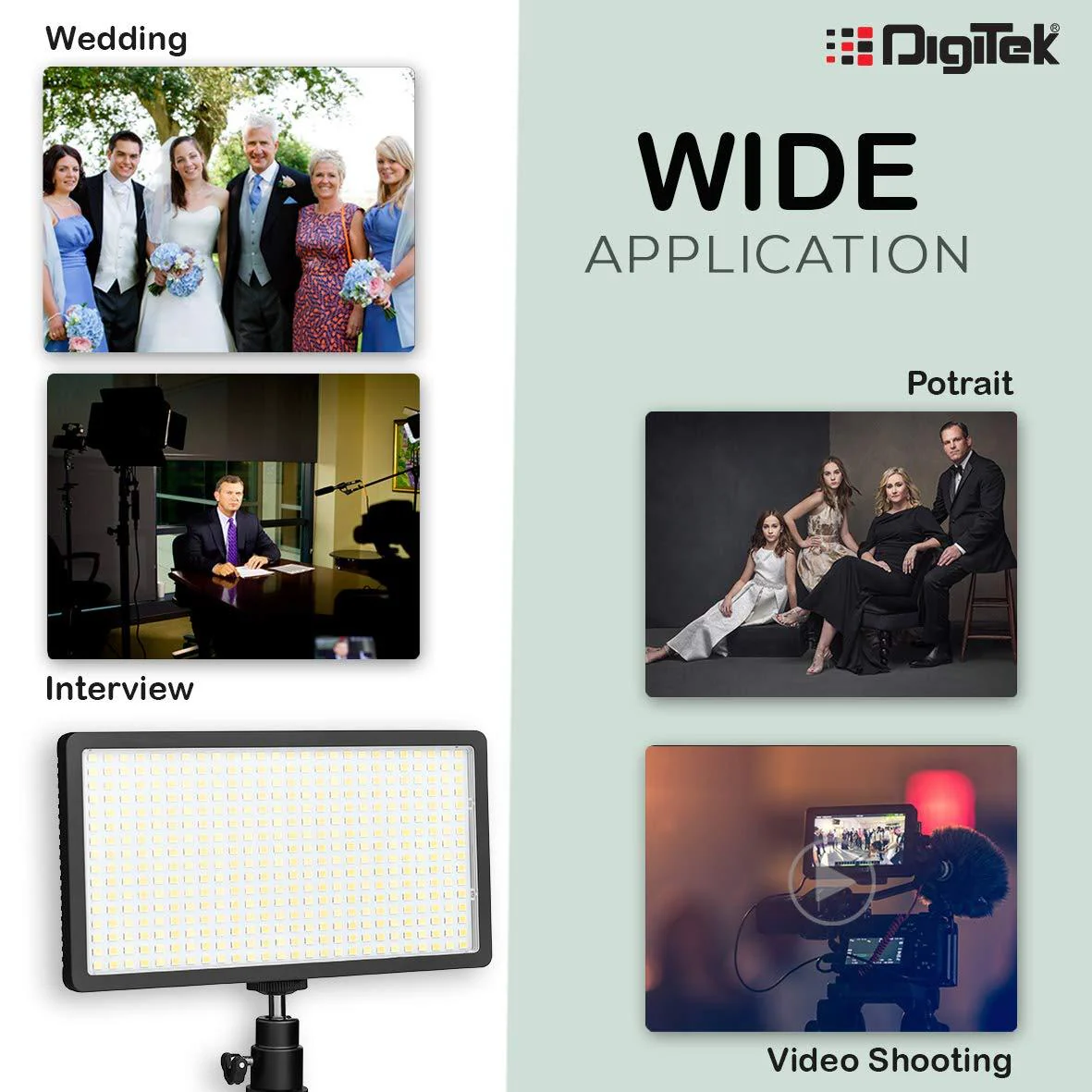 Digitek (LED D416) Combo Professional Video Light - Dimmable 3200k -5600k, Compatible with Tripods, Monopods, Cameras, Table stand & Camcorder | For YouTube Video , Product Photography (Battery Not Included)) - Image 6