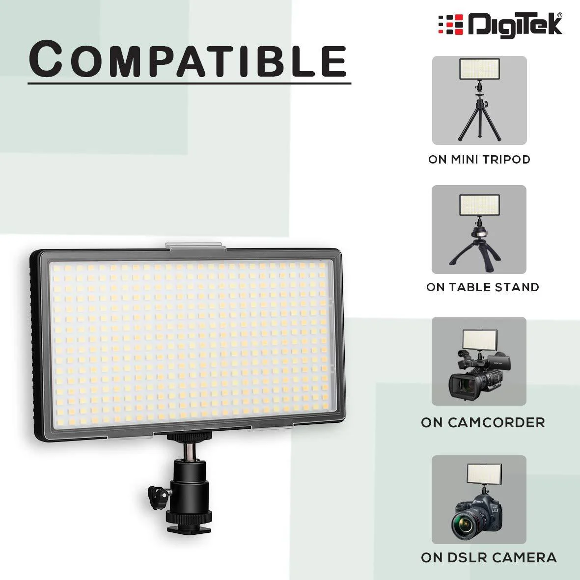 Digitek (LED D416) Combo Professional Video Light - Dimmable 3200k -5600k, Compatible with Tripods, Monopods, Cameras, Table stand & Camcorder | For YouTube Video , Product Photography (Battery Not Included)) - Image 7