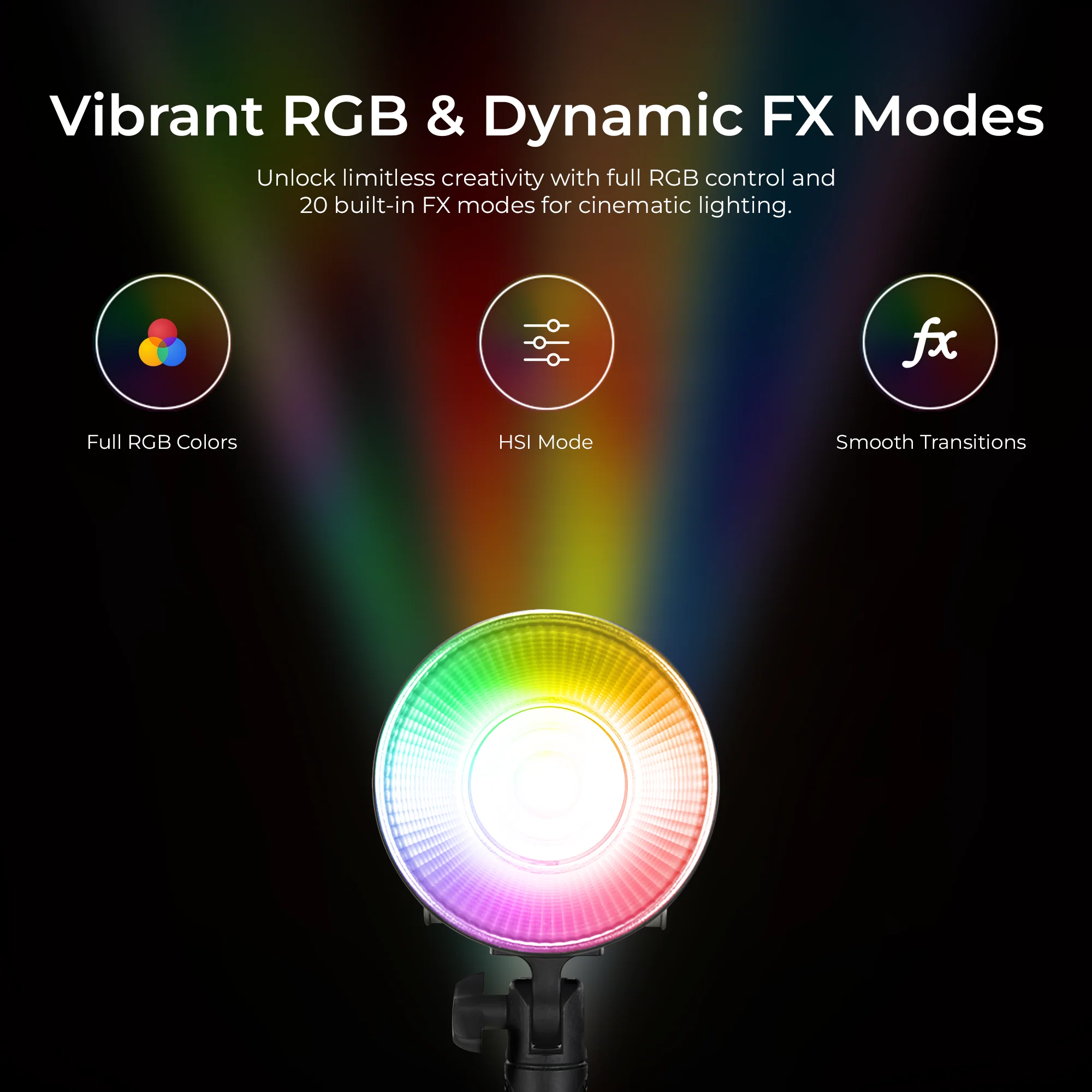 Digitek (DCL 100WBC RGB) 100W LED Video Light with Mini Bowens, Reflector, CRI 97+, 2700-6500K, 13000LM, App Control, 4500mAh Battery, 1/4 Mount, 20 FX Modes, for Indoor and Outdoor Shoots - Image 7