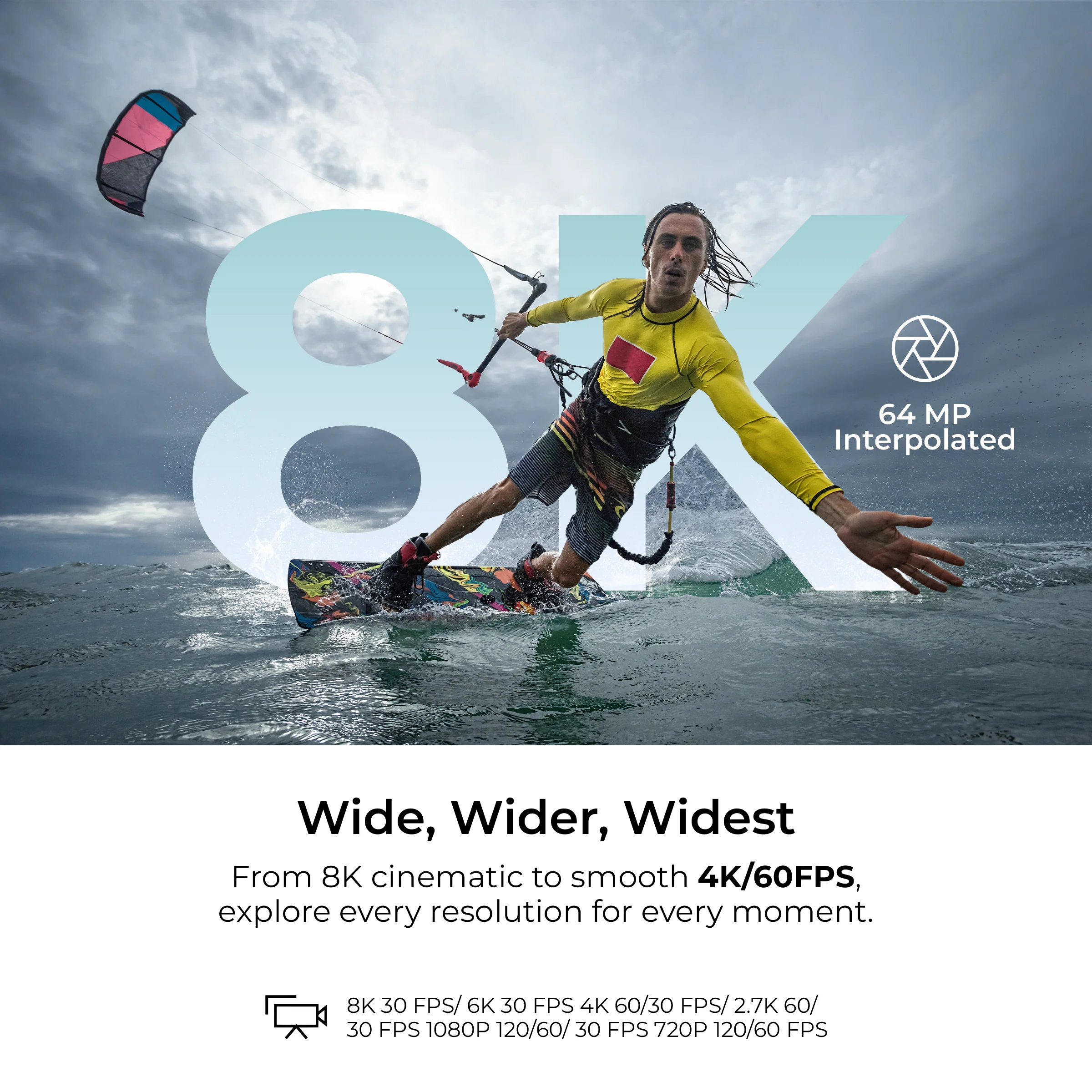 DIGITEK (DAC 201) 8K Ultra HD Waterproof Action Camera with Accesories Kit & Front & Rear Screen, 64MP Interpolated, 2x Batteries, Support 128GB TF Card, For Helmet/Travel/Riding/Sports/Adventure Shoot - Image 7