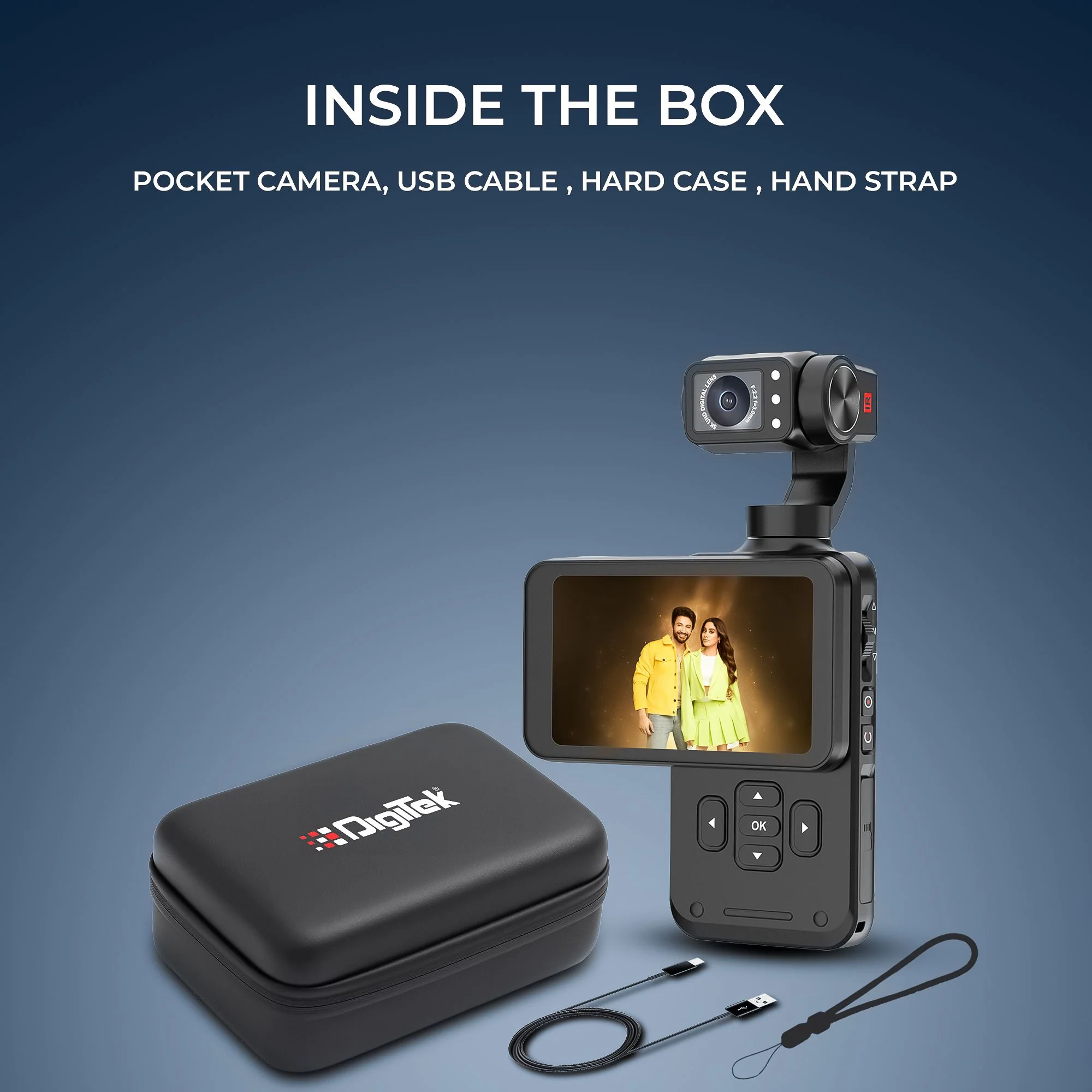 Digitek (DAC 202) 5K 3-Axis Handheld Action Camera with AI Face Tracking, 3.5” Rotating Screen, 48MP Sensor, Wi-Fi, Night Vision & External Mic Support - Image 10