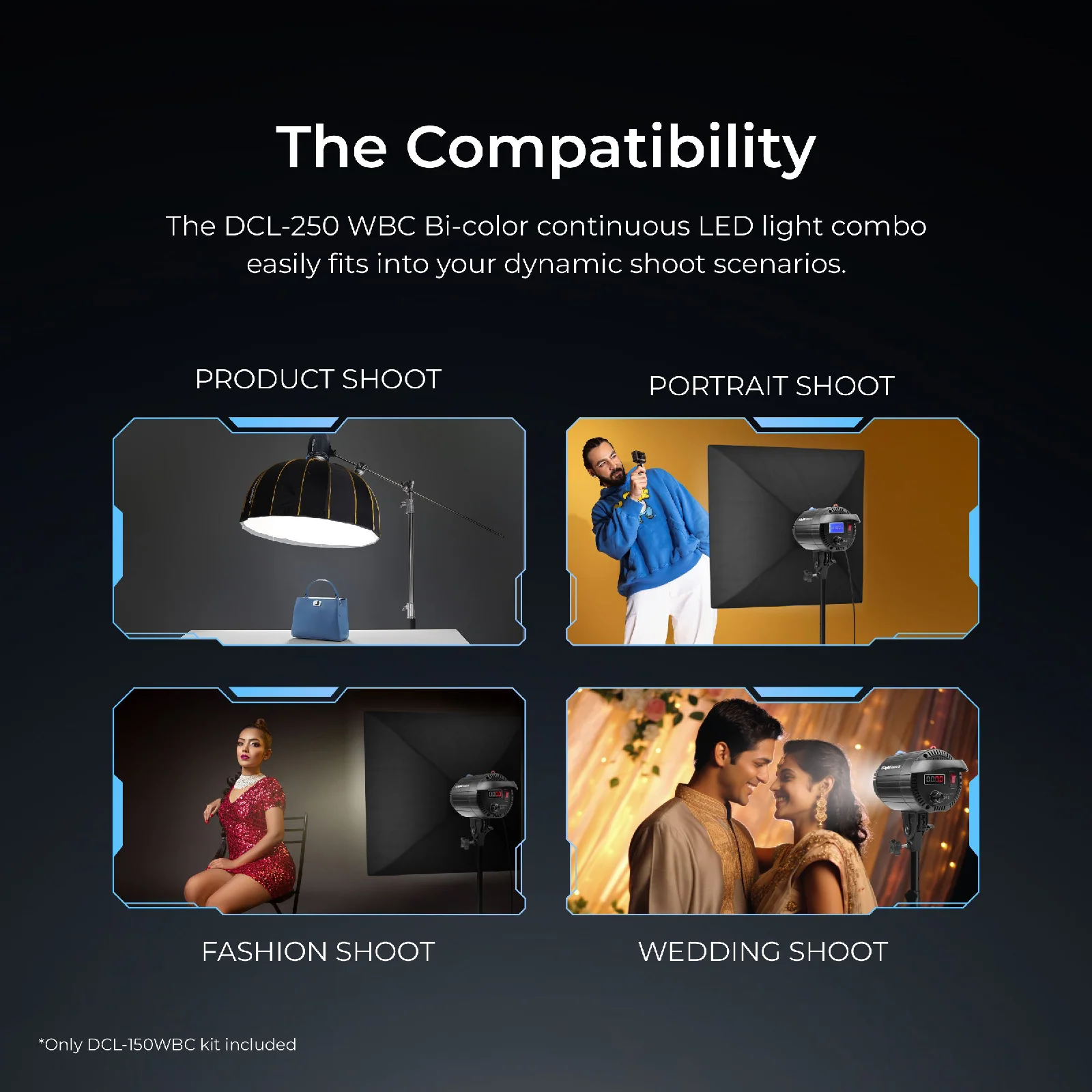 DIGITEK Lite (DCL-150WBC Combo) 150W Bi Color Continuous LED Light with 18CM Reflector & Infrared Remote, AC Power - 3000K-6500K Color Temperature Control, 95 CRI, 13500 Lumen, Ideal for Shooting - Image 9