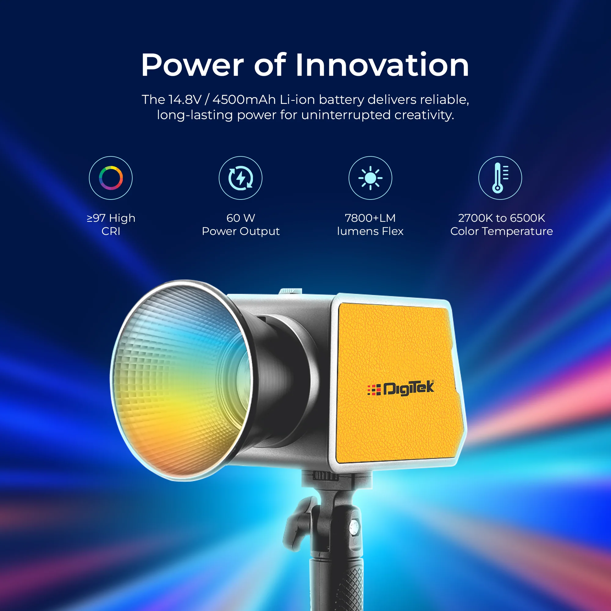Digitek (DCL-60W RGB) 60W Palm RGB Continuous LED Light with Reflector & Mini Bowen Mount Unique Modern Meticulous Design to Cater to The Photographers Aesthetic idea for Professional Photography - Image 3