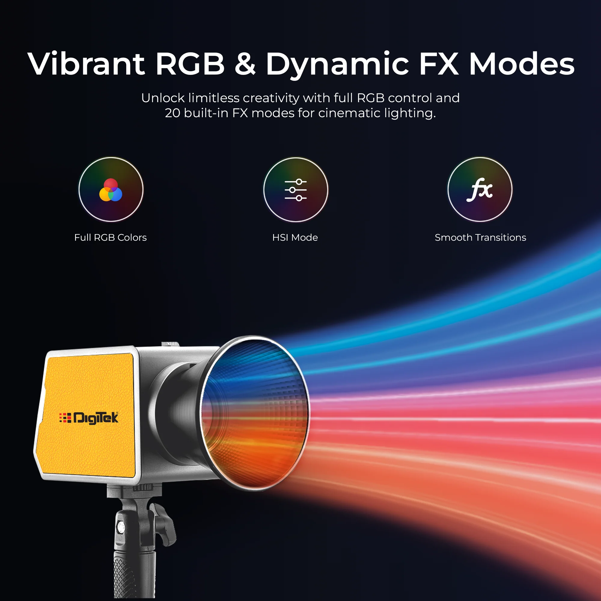 Digitek (DCL-60W RGB) 60W Palm RGB Continuous LED Light with Reflector & Mini Bowen Mount Unique Modern Meticulous Design to Cater to The Photographers Aesthetic idea for Professional Photography - Image 6