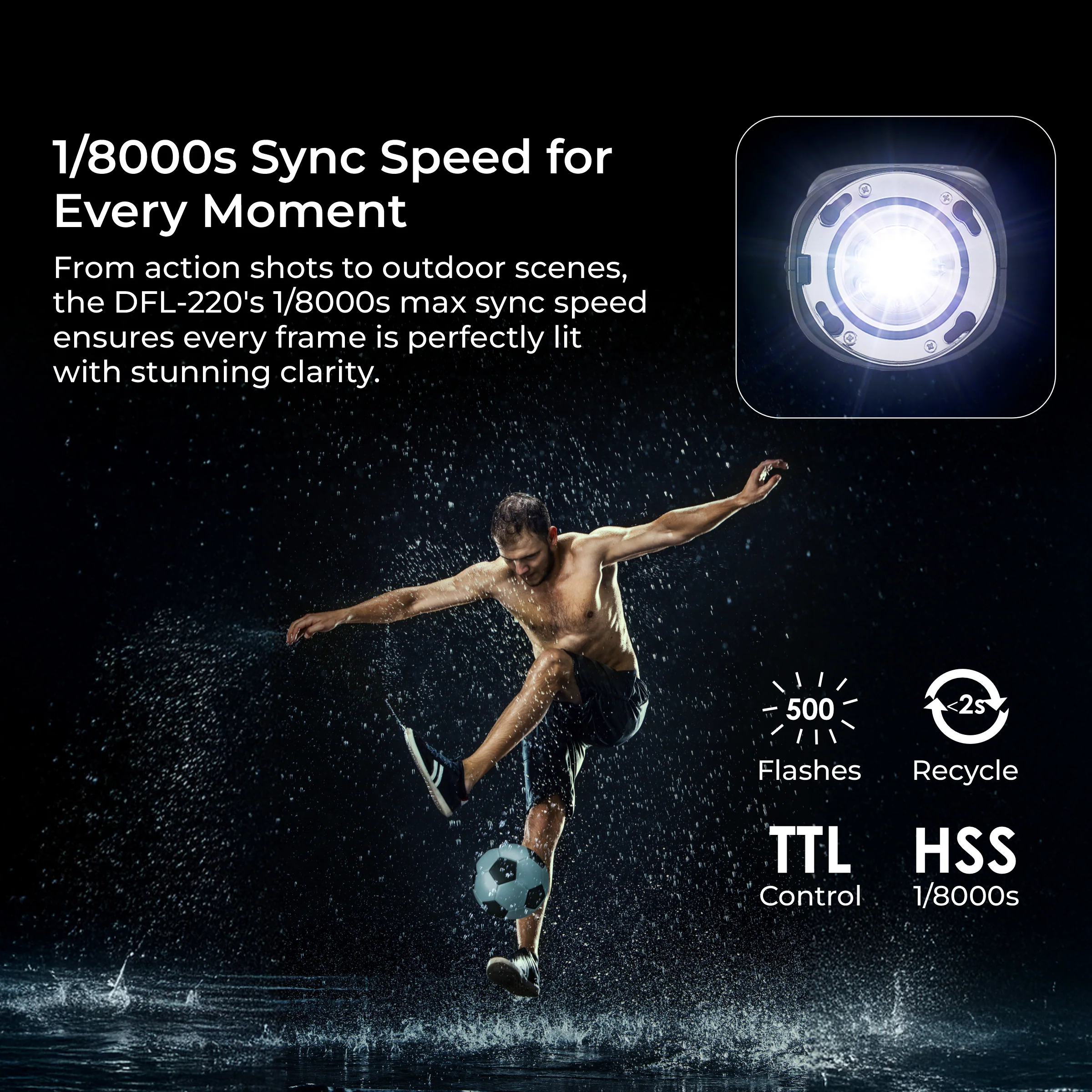 Digitek (DFL 220) Handheld TTL Flash Speedlite, 2s Recycle Time, 5600K Color Temp, 1/18000s High-Speed Sync, 32 Channels, Non Stop Power Range, TTL/Manual/Multi Modes, Lighting for Indoor/Outdoor Shoots - Image 3