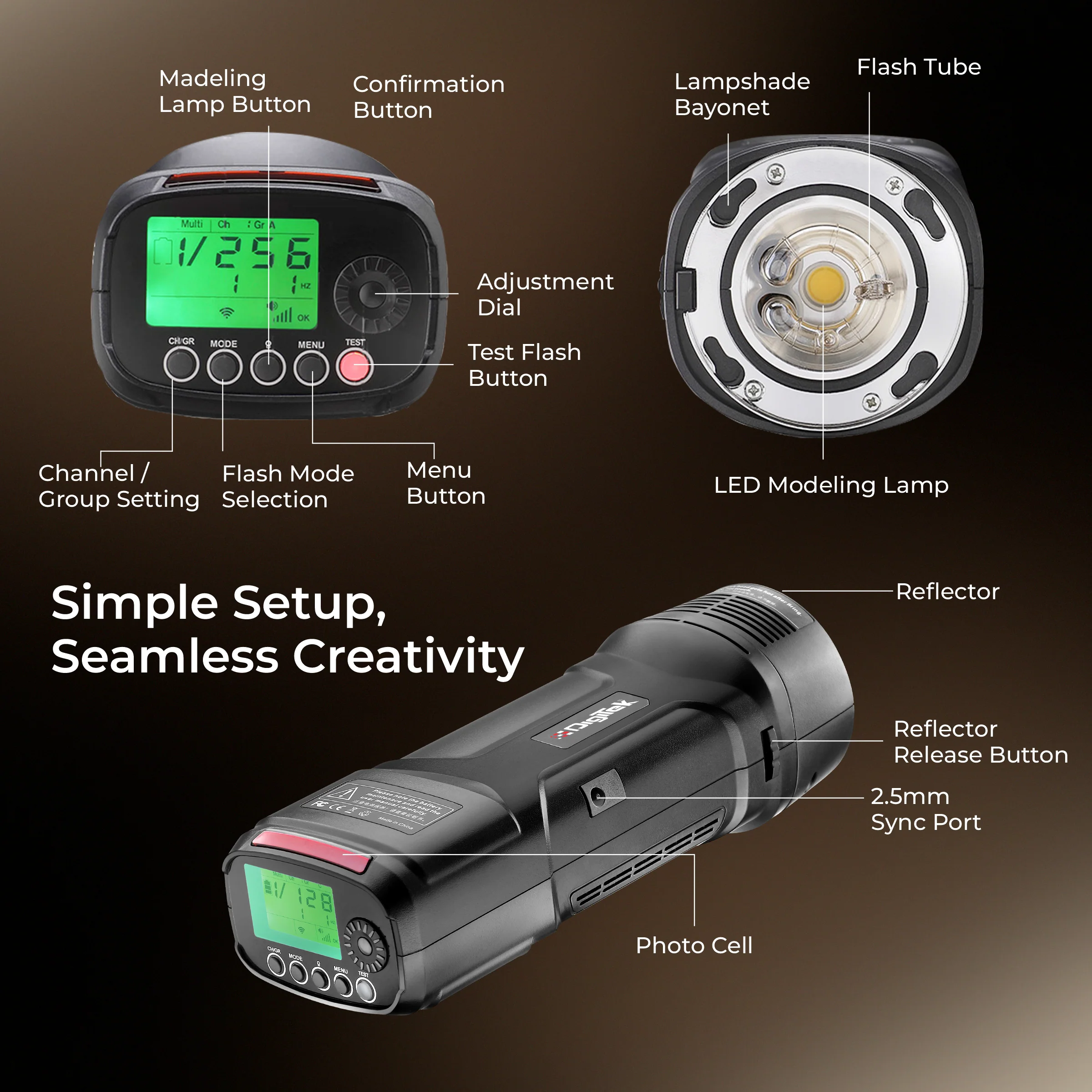 Digitek (DFL 220) Handheld TTL Flash Speedlite, 2s Recycle Time, 5600K Color Temp, 1/18000s High-Speed Sync, 32 Channels, Non Stop Power Range, TTL/Manual/Multi Modes, Lighting for Indoor/Outdoor Shoots - Image 4