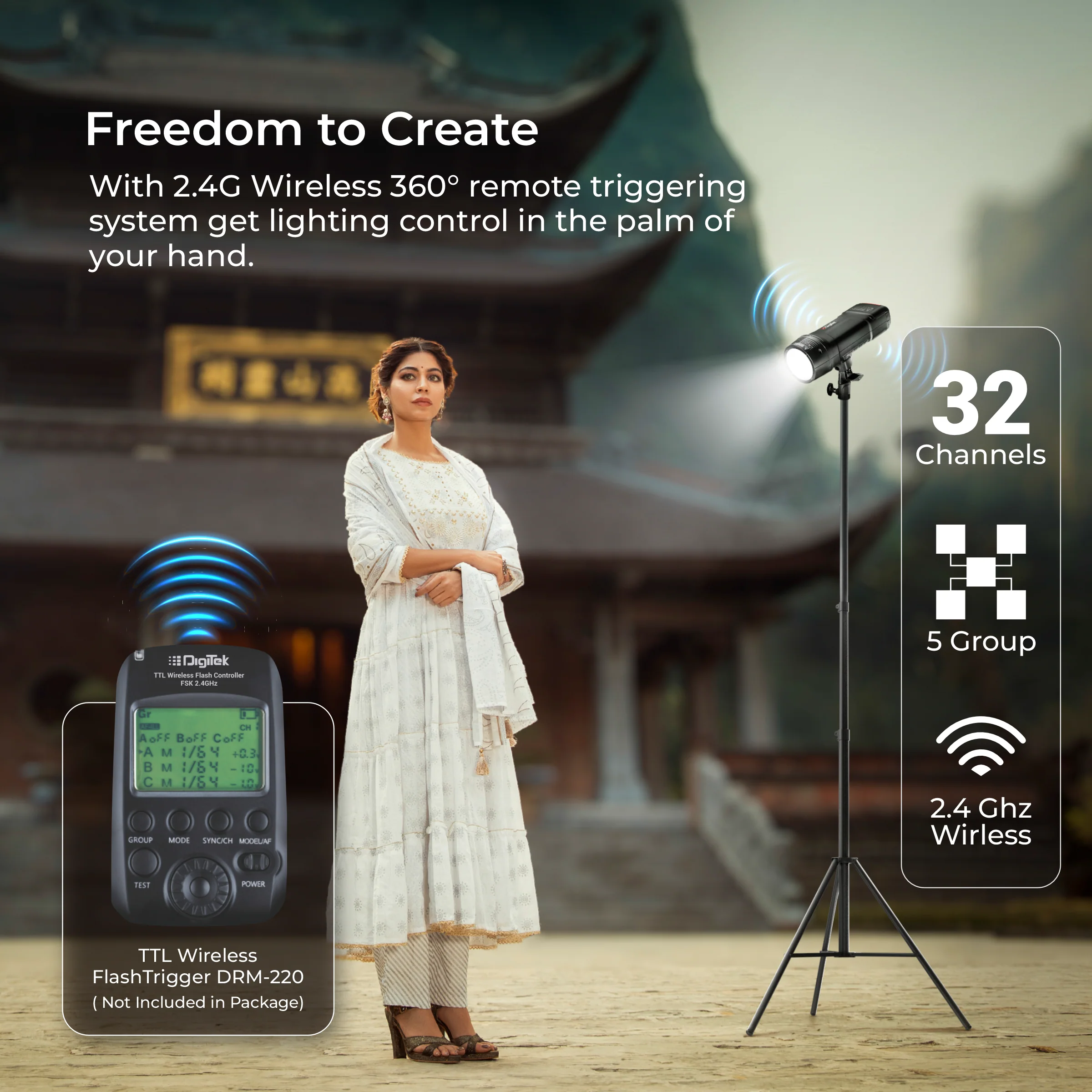 Digitek (DFL 220) Handheld TTL Flash Speedlite, 2s Recycle Time, 5600K Color Temp, 1/18000s High-Speed Sync, 32 Channels, Non Stop Power Range, TTL/Manual/Multi Modes, Lighting for Indoor/Outdoor Shoots - Image 5
