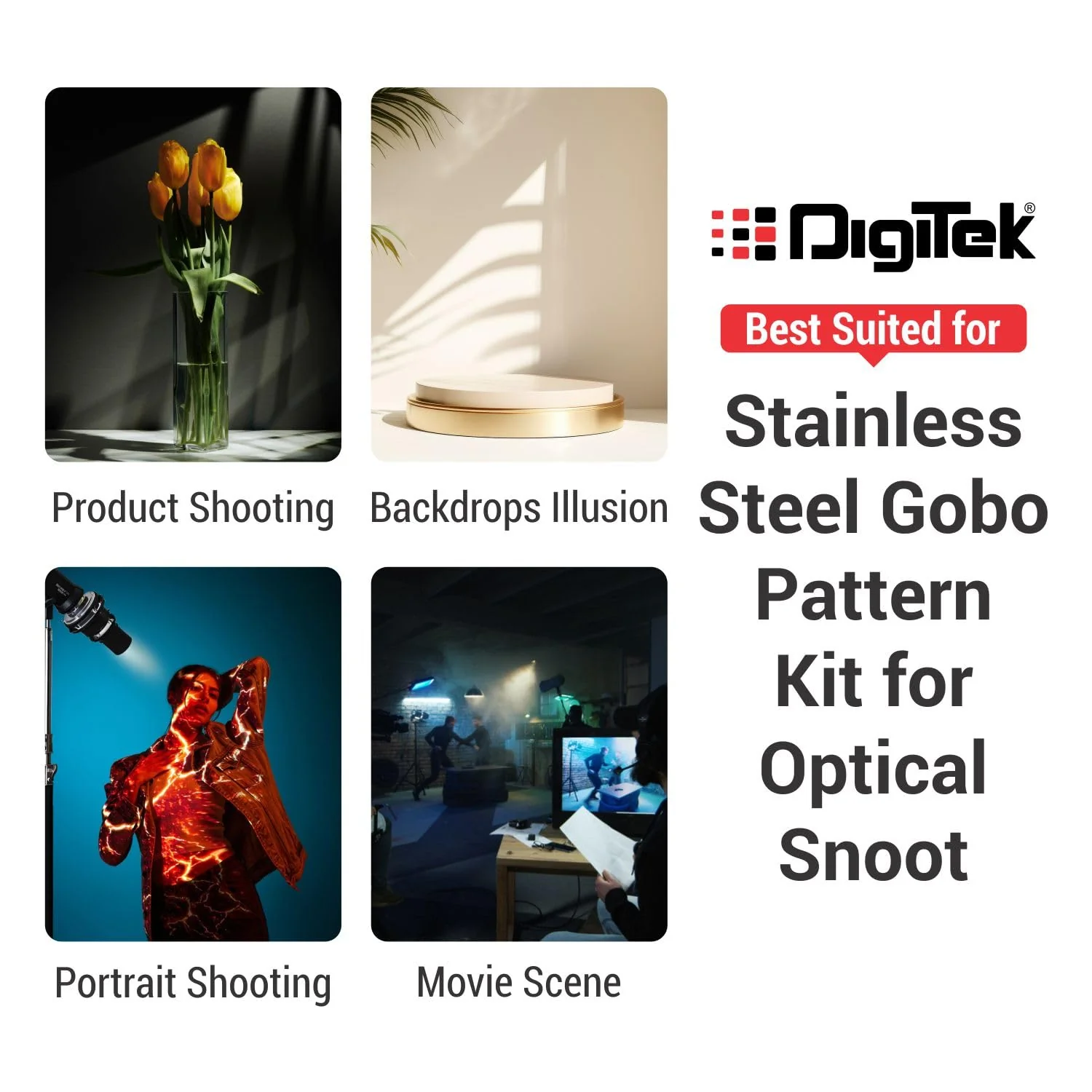 Digitek (DGS 001) Stainless Steel GOBO Pattern Kit with 8 Creative Pattern Effect for Optical Snoot - Image 3