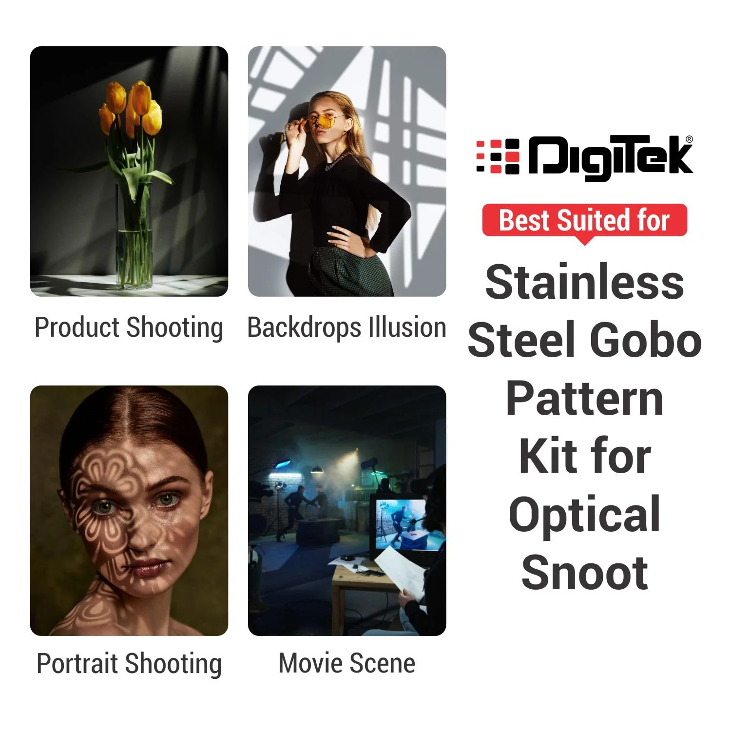 Digitek (DGS 002) Stainless Steel GOBO Pattern Kit with 8 Creative Pattern Effect for Optical Snoot - Image 3
