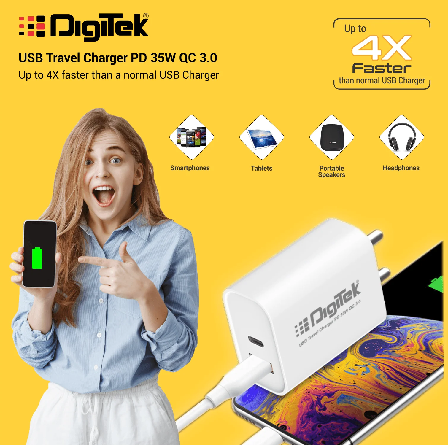 Digitek (DMPD QC 35W) USB Travel Charger QC 3.0 PD 35W, up to 4X Faster Than a Normal USB Charger - Image 3
