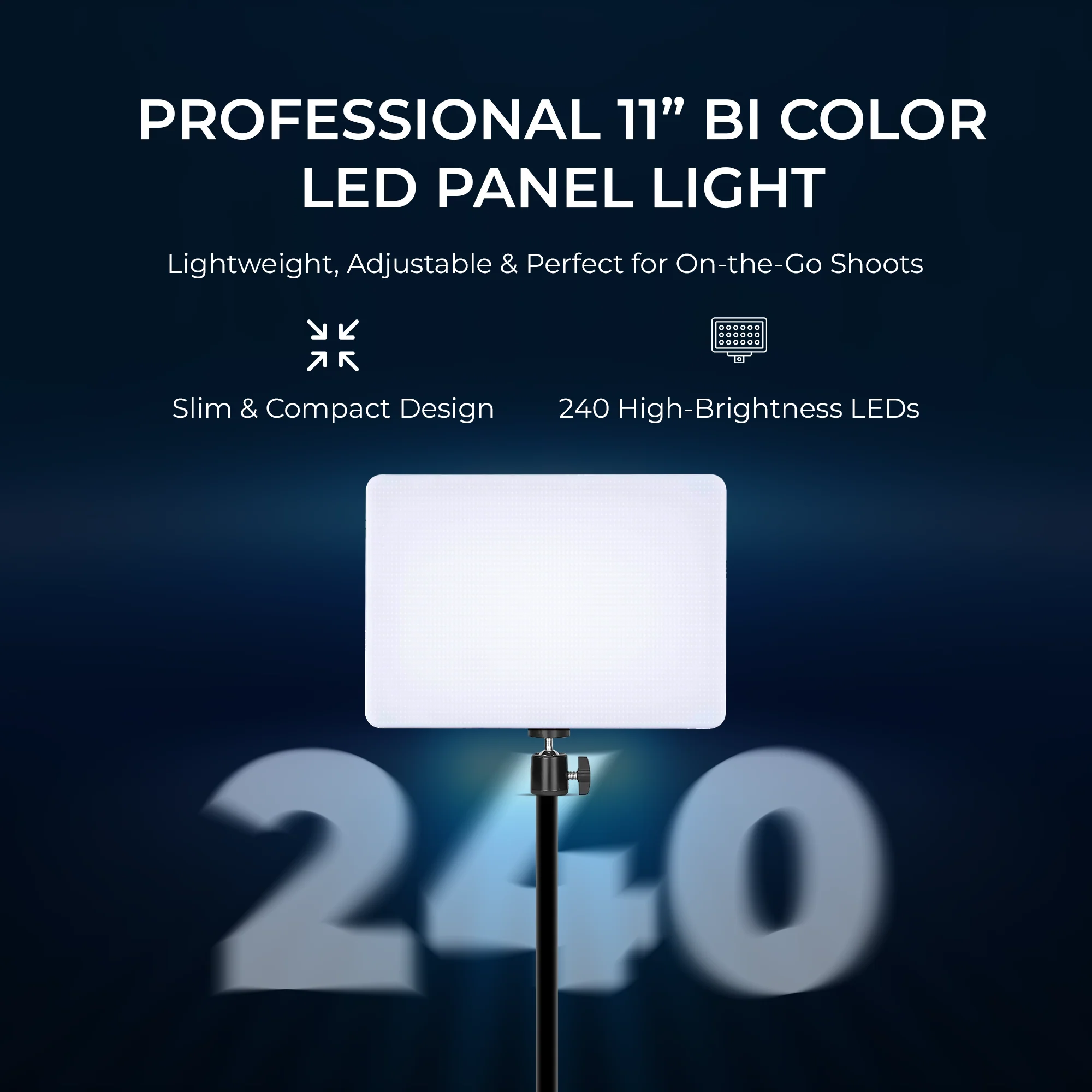 Digitek (DPL 011) Ultra Slim 40W Bi-Color LED Panel Light, 2700K-6500K Adjustable, 240 LEDs, Dimmable 0-100%, AC Powered with Remote Control, Ideal for Photo & Videography - Image 3