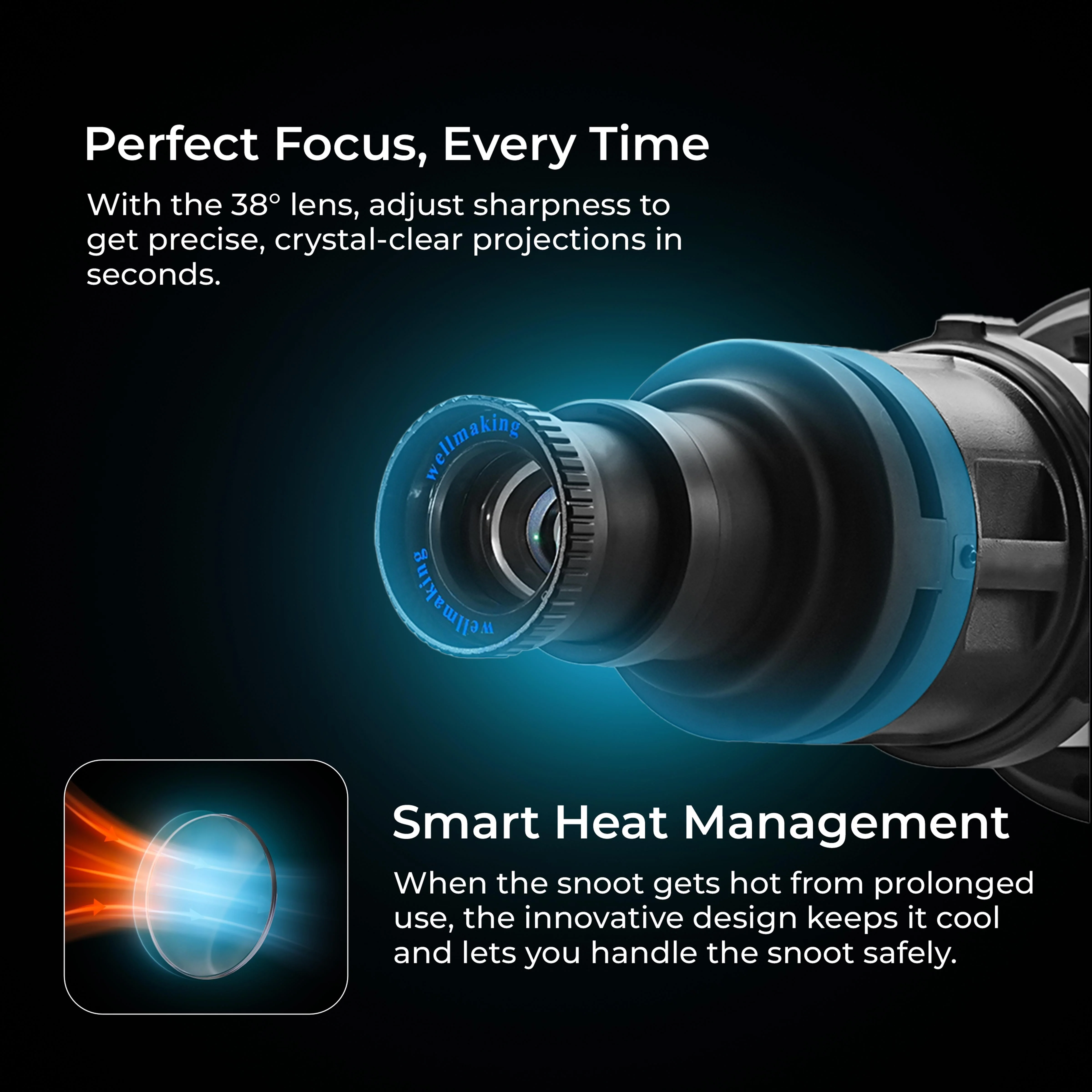 Digitek (DS-240) Bowens Mount Optical Snoot Projector Kit with Gobo Frame & 4 Color Films, 6 Stainless Gobo Patterns, 38° Lens for LED Lights, Sharp Image Projection, Fit for LED Continuous Lights. - Image 7