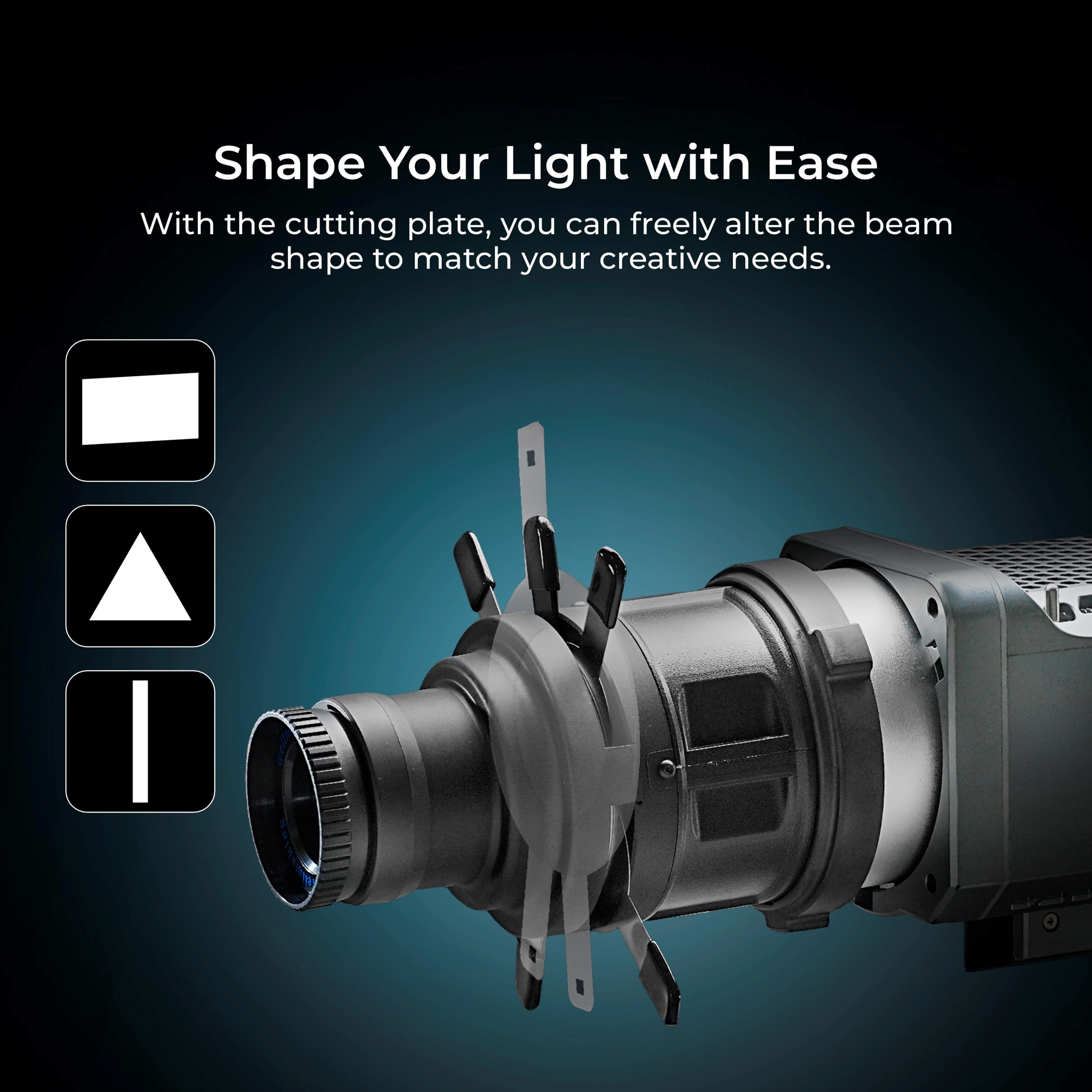 Digitek (DS-240) Bowens Mount Optical Snoot Projector Kit with Gobo Frame & 4 Color Films, 6 Stainless Gobo Patterns, 38° Lens for LED Lights, Sharp Image Projection, Fit for LED Continuous Lights. - Image 9