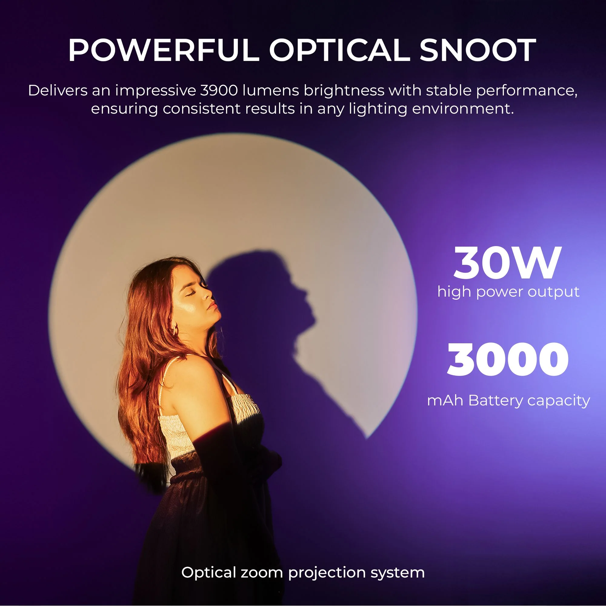 Digitek (DS 30 WTP) 30W Optical Snoot Zoom Gobo Projector, 12 Special Effects, 3900 Lumen, 3000mAh Battery, Dual Temp 2700K-6500K, 15 GOBOs and 5 Color Films, CRI ≥96, For Photo & Videography - Image 7