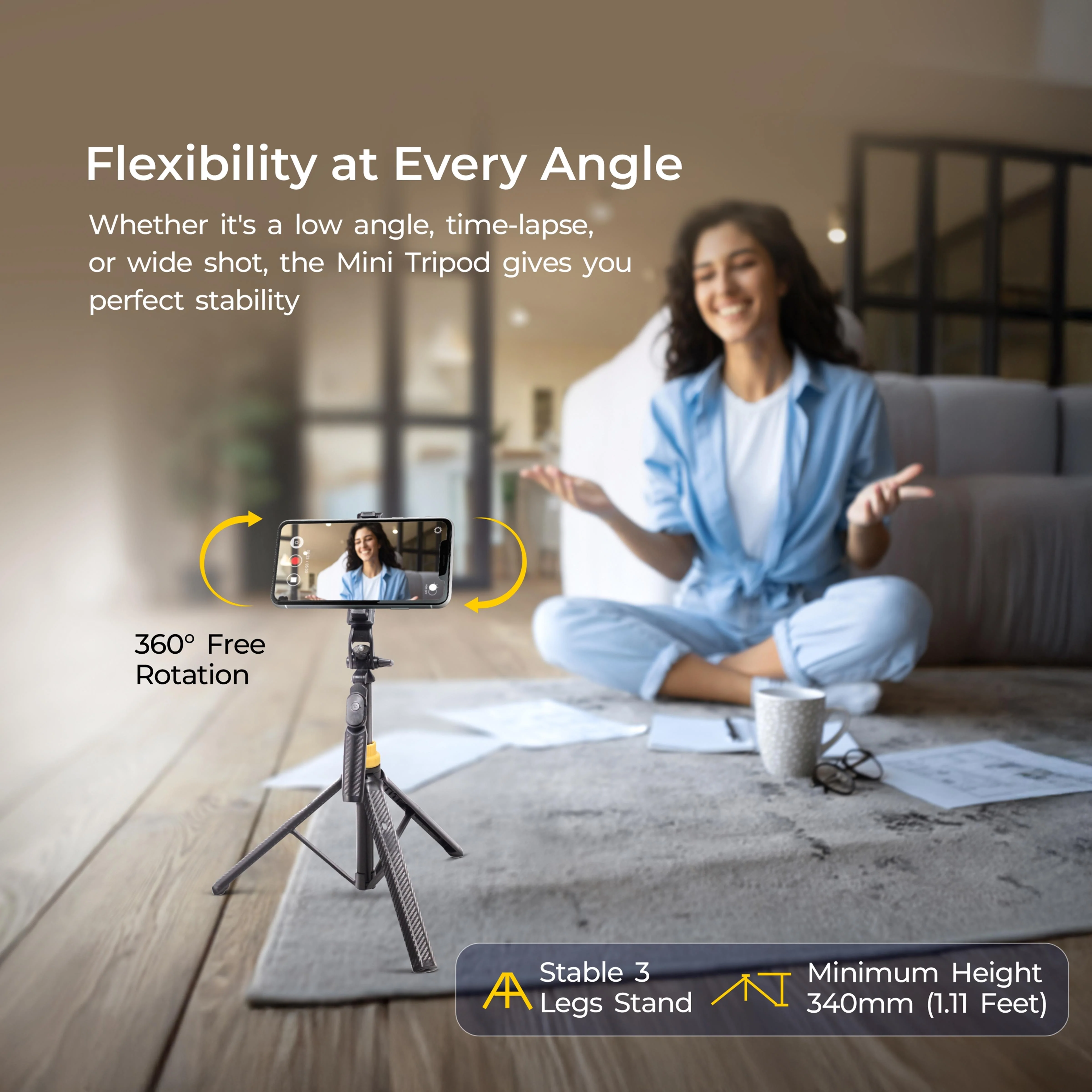 DIGITEK (DTR-555 SS) Foldable Tripod Selfie Stick for Smartphone & Action Cameras with 5.57ft Height, 360° Rotation & 3-Leg Base, 10m Wireless Remote, 7 Section Adjustable, For Android/iPhone & Gopro - Image 4