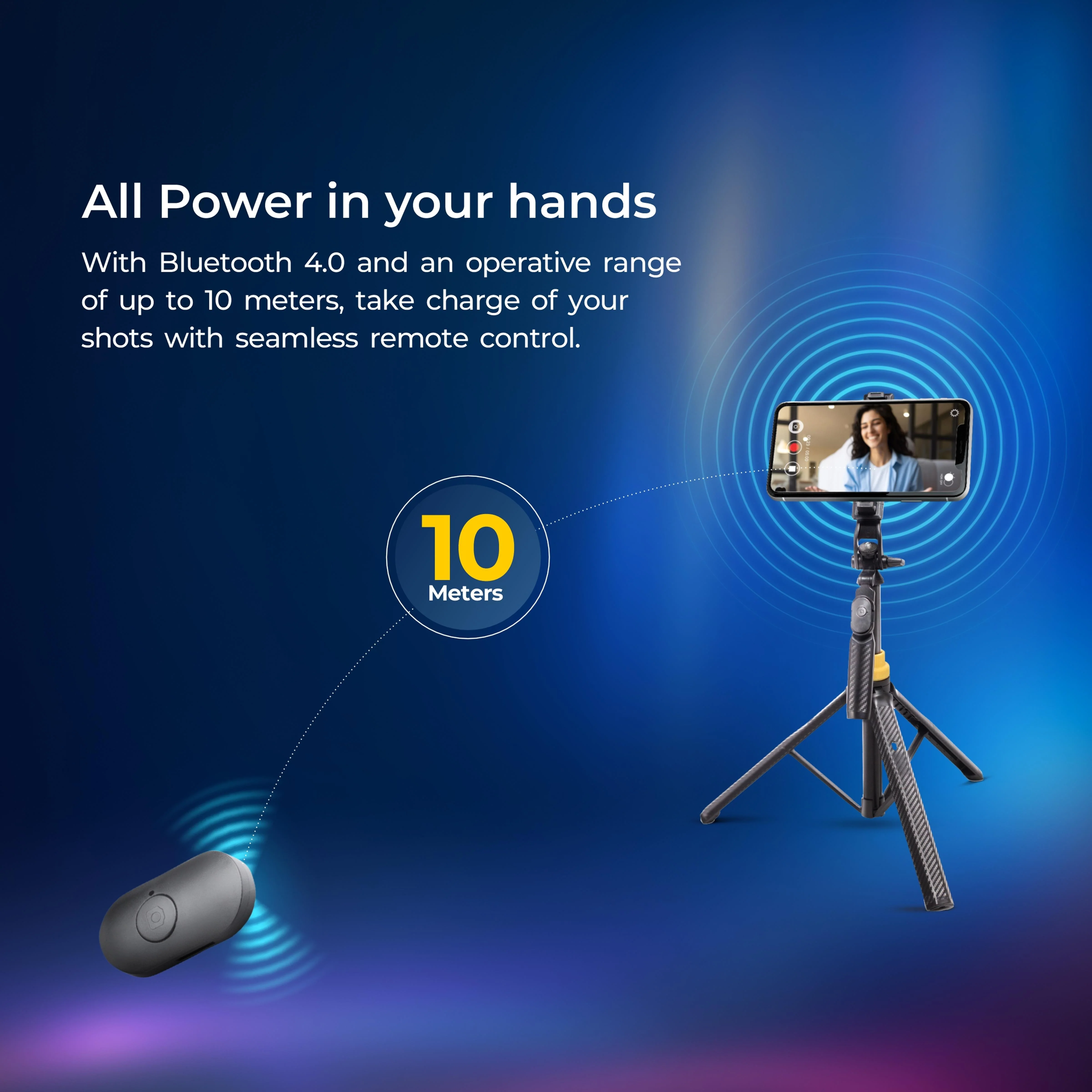 DIGITEK (DTR-555 SS) Foldable Tripod Selfie Stick for Smartphone & Action Cameras with 5.57ft Height, 360° Rotation & 3-Leg Base, 10m Wireless Remote, 7 Section Adjustable, For Android/iPhone & Gopro - Image 6