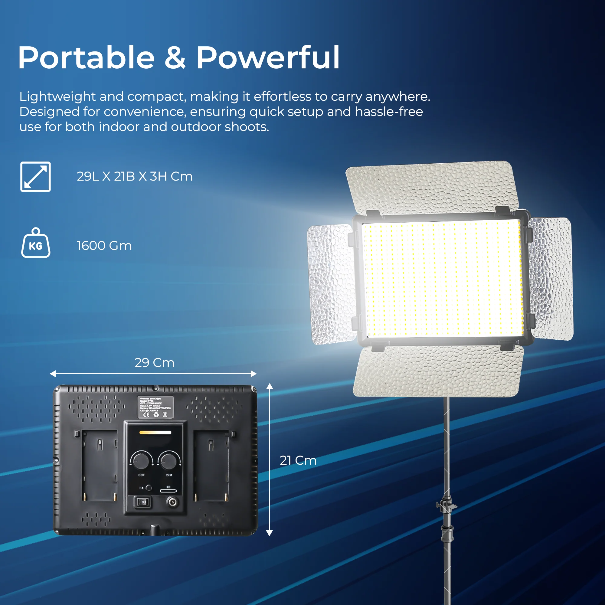 Digitek (LED D1120) Professional Portable Led Video Light Panel, Sleek and Easy to Carry Ideal for Wedding Shoot & Outdoor Shoot & More (Battery Not Included) - Image 4