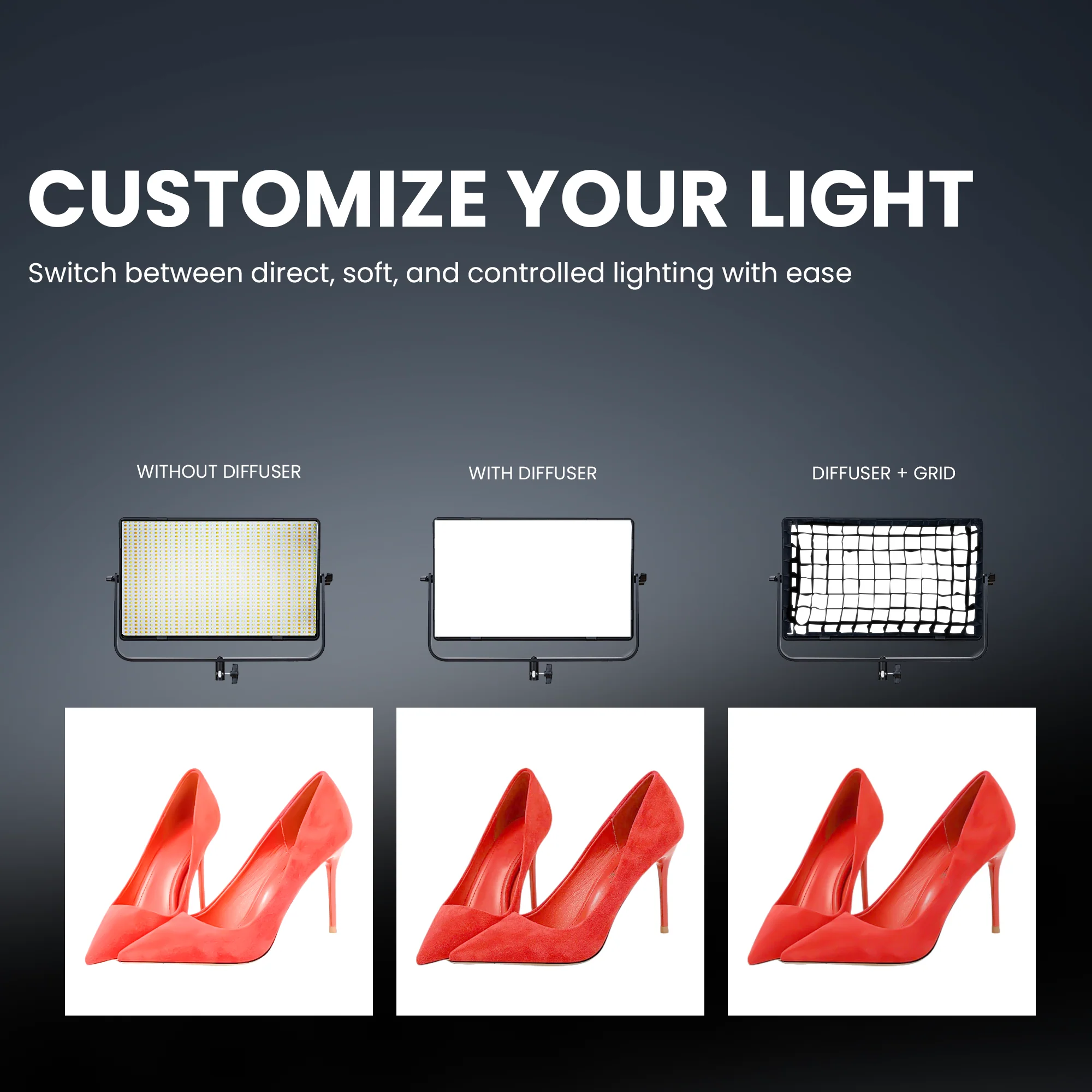 Digitek LED-D1500 Professional Flat Panel LED Video Light with Sotbox & Grid - Image 6