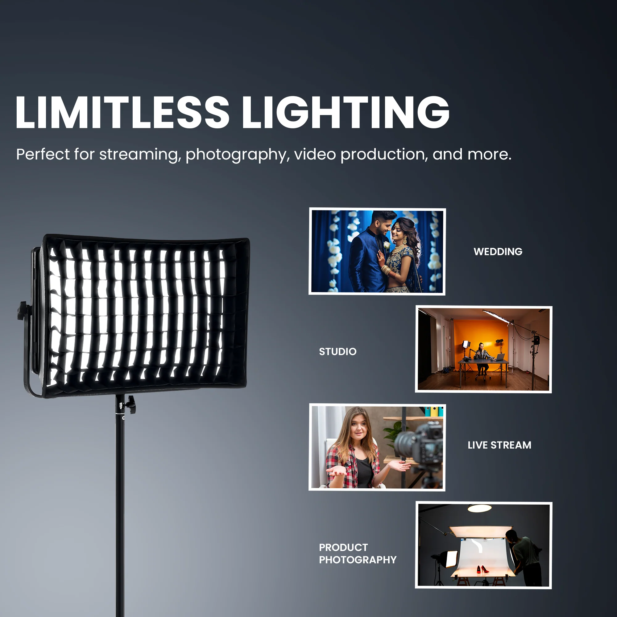 Digitek LED-D1500 Professional Flat Panel LED Video Light with Sotbox & Grid - Image 7