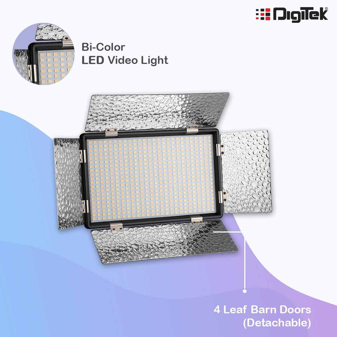 Digitek (LED D520B COMBO F-750MU) Bi-color LED D520B Video Light | Dimmable Light with 4 Detachable Barndoor | Compatible with Tripods, Monopods, Cameras, Table stand & Camcorder | For YouTube Video , Product Photography, Makeup shoot and more. - Image 3