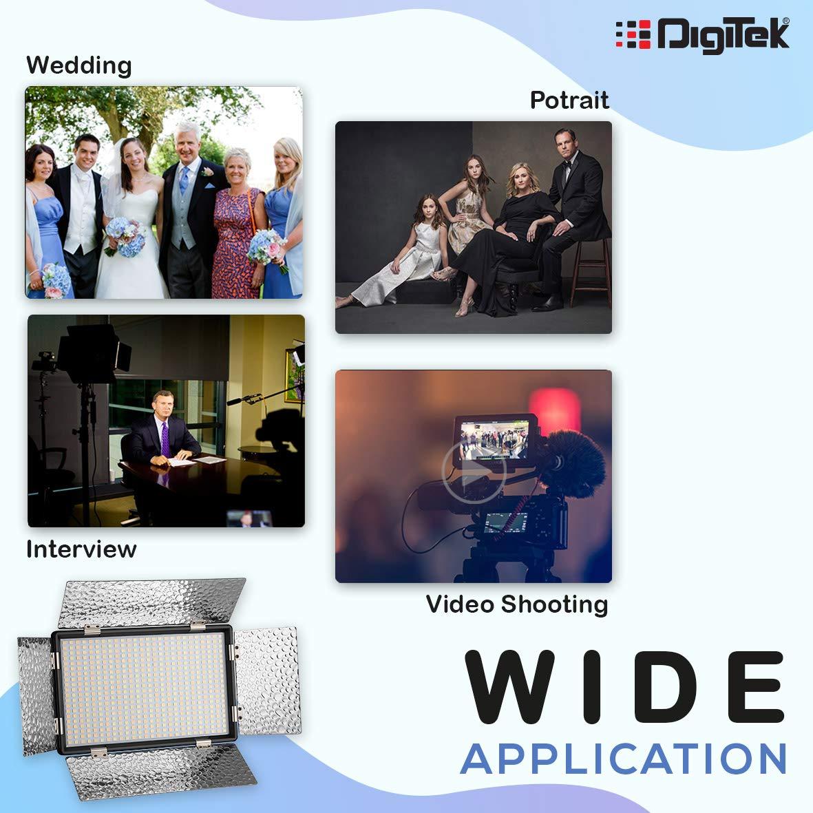 Digitek (LED D520B COMBO F-750MU) Bi-color LED D520B Video Light | Dimmable Light with 4 Detachable Barndoor | Compatible with Tripods, Monopods, Cameras, Table stand & Camcorder | For YouTube Video , Product Photography, Makeup shoot and more. - Image 5