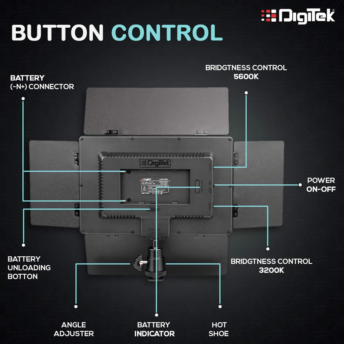 Digitek (LED D520B COMBO F-750MU) Bi-color LED D520B Video Light | Dimmable Light with 4 Detachable Barndoor | Compatible with Tripods, Monopods, Cameras, Table stand & Camcorder | For YouTube Video , Product Photography, Makeup shoot and more. - Image 6