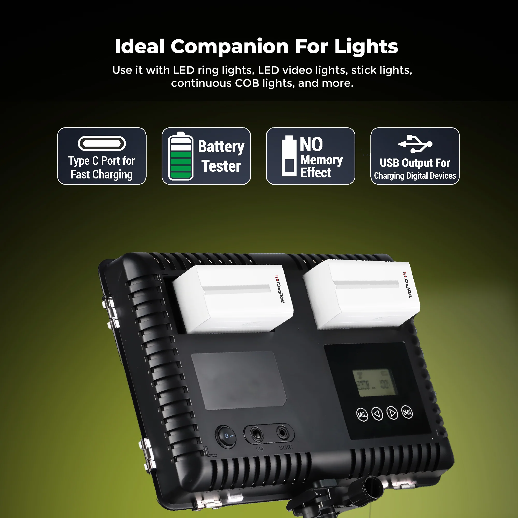 DIGITEK (NP-F980 C Platinum) 7.4v 16000mAh Platinum Extra Power Secondary Rechargeable Li-ion Camera Battery with 5V Type C Charging Port - Image 8