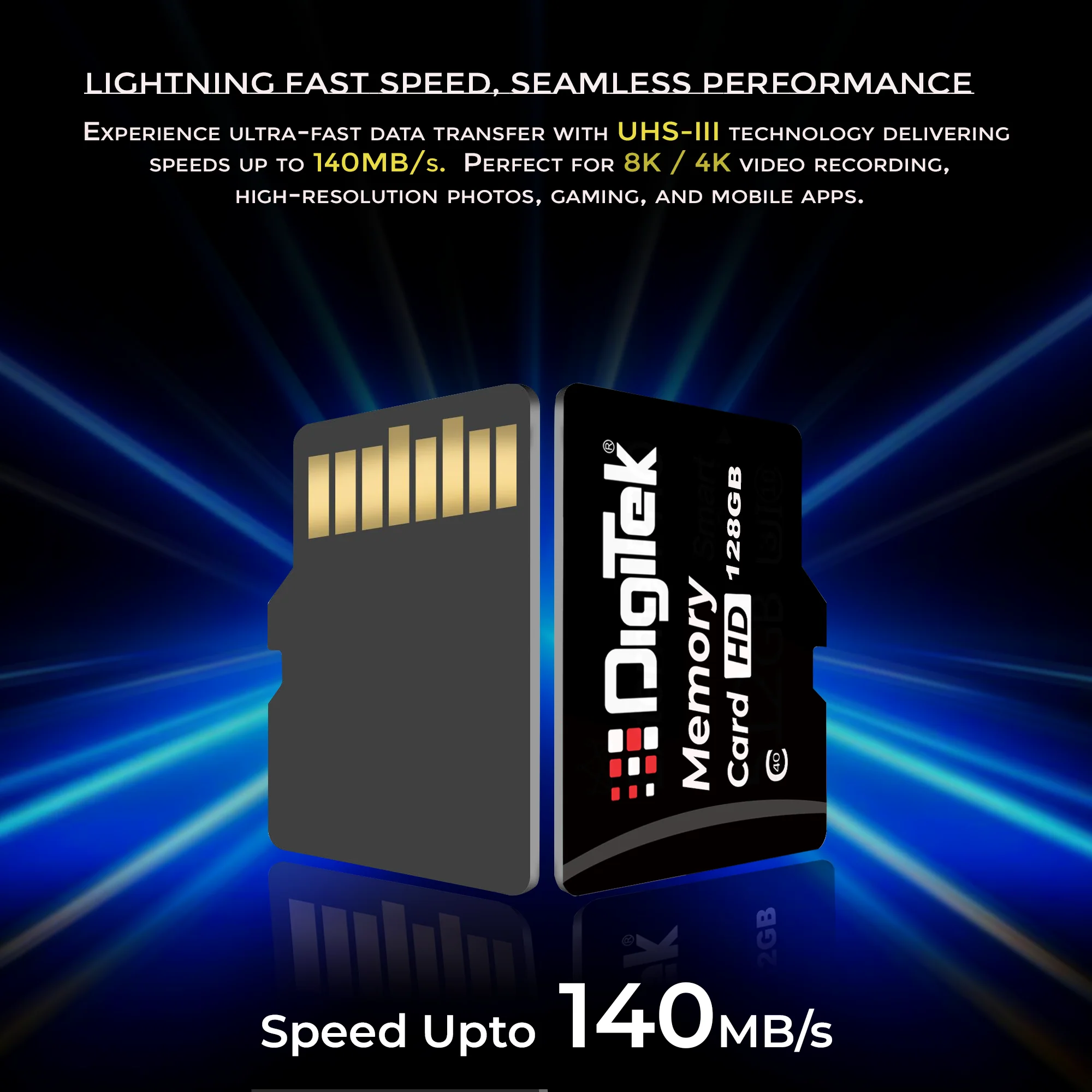 Digitek (DTF 128GB C40) High Speed 128GB Micro SDHC UHS III Memory Card – A2 Speed, 200MB/s, Waterproof & Shockproof, for 4K/8K Video, Drones, CCTV & Smartphones - Image 3