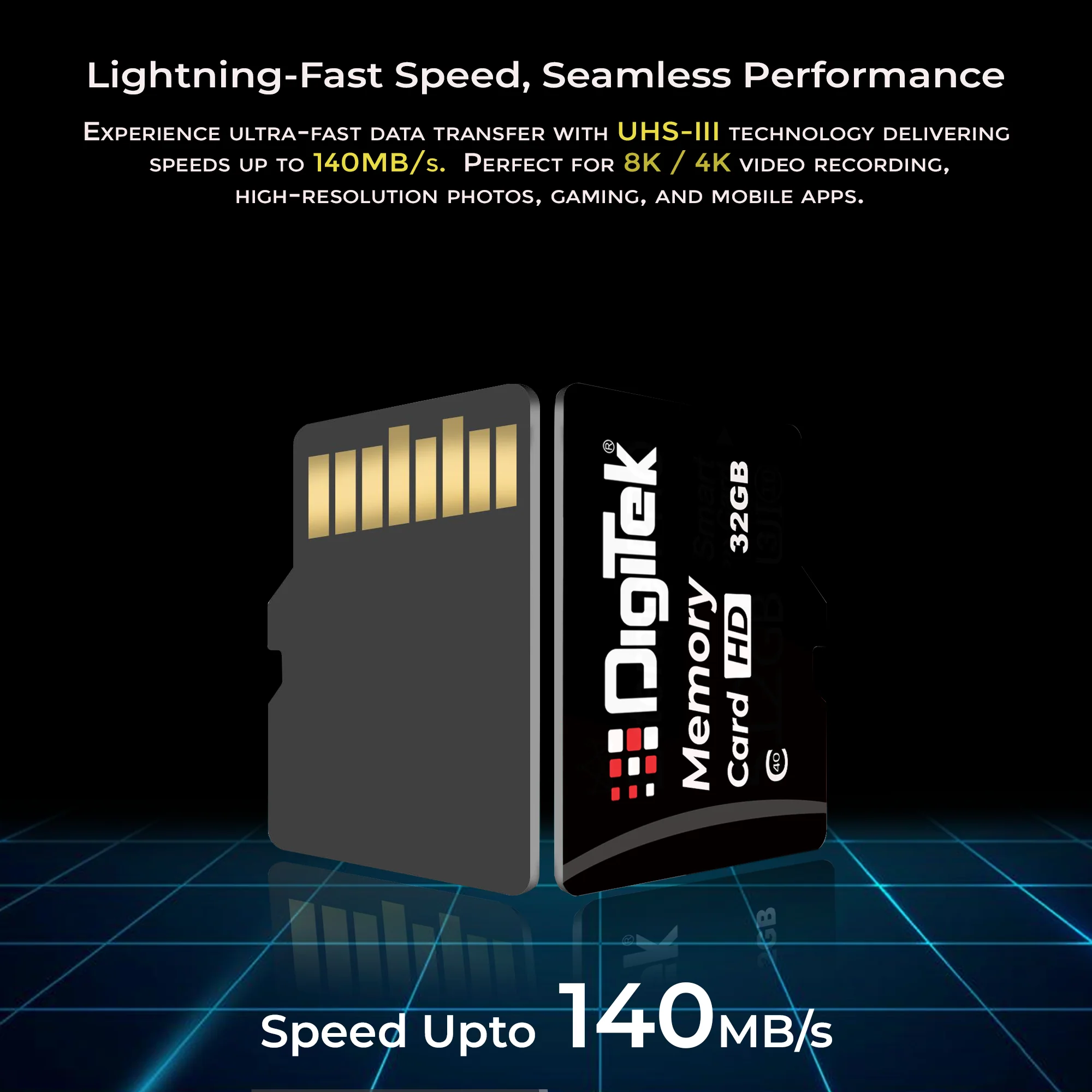 Digitek (DTF 32GB C40) High Speed 32GB Micro SDHC UHS III Memory Card – A2 Speed, 200MB/s, Waterproof & Shockproof, for 4K/8K Video, Drones, CCTV & Smartphones - Image 3