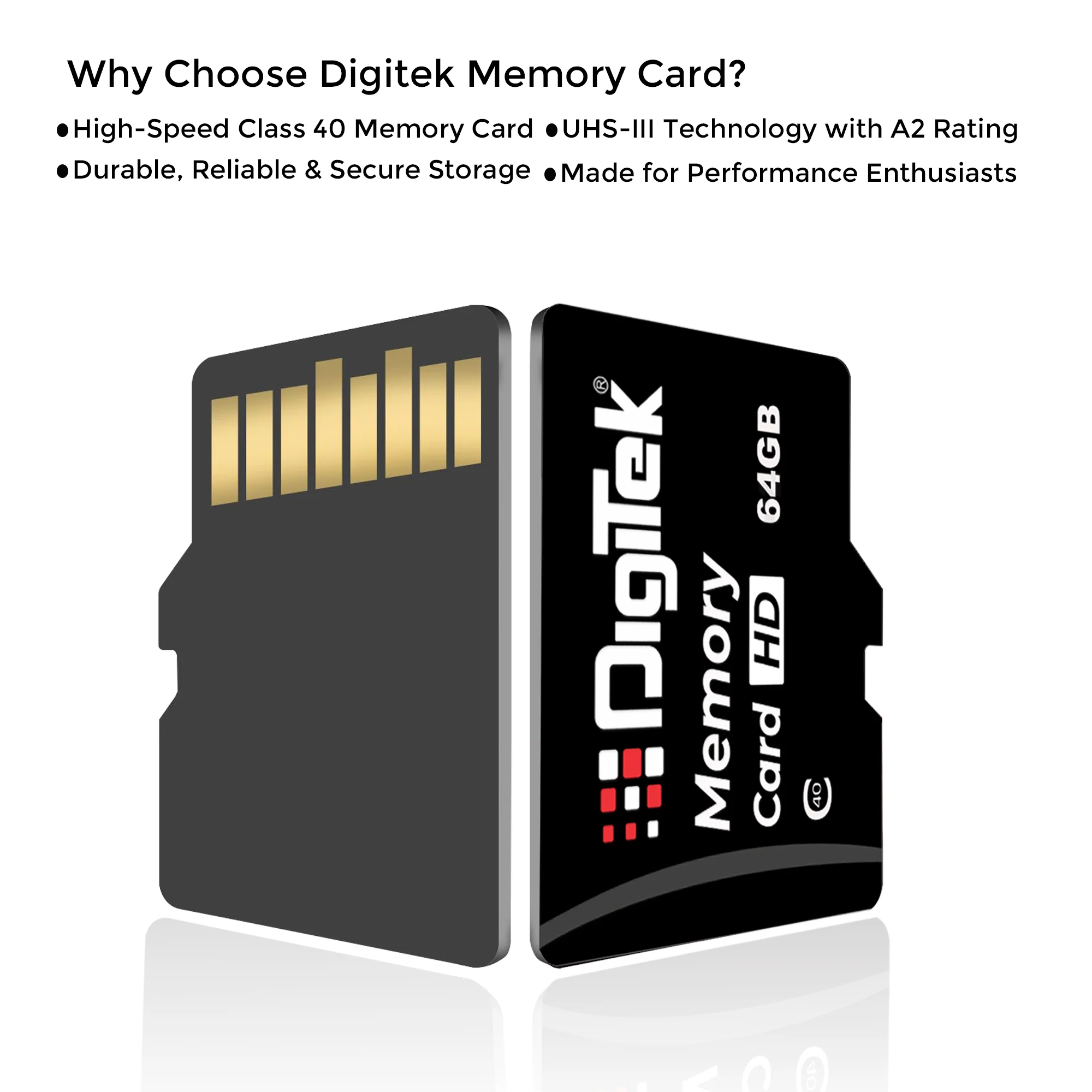 Digitek (DTF 64GB C40) High Speed 64GB Micro SDHC UHS III Memory Card – A2 Speed, 200MB/s, Waterproof & Shockproof, for 4K/8K Video, Drones, CCTV & Smartphones - Image 3