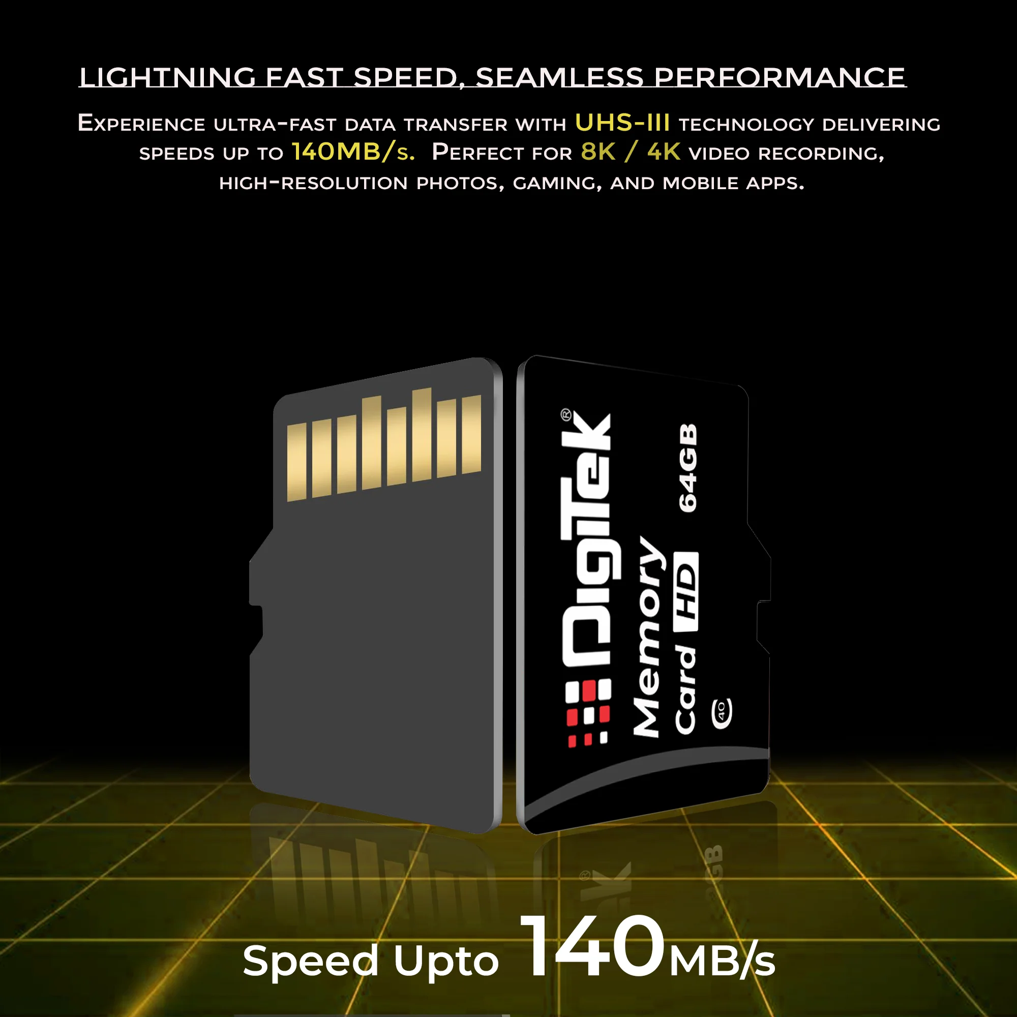 Digitek (DTF 64GB C40) High Speed 64GB Micro SDHC UHS III Memory Card – A2 Speed, 200MB/s, Waterproof & Shockproof, for 4K/8K Video, Drones, CCTV & Smartphones - Image 4