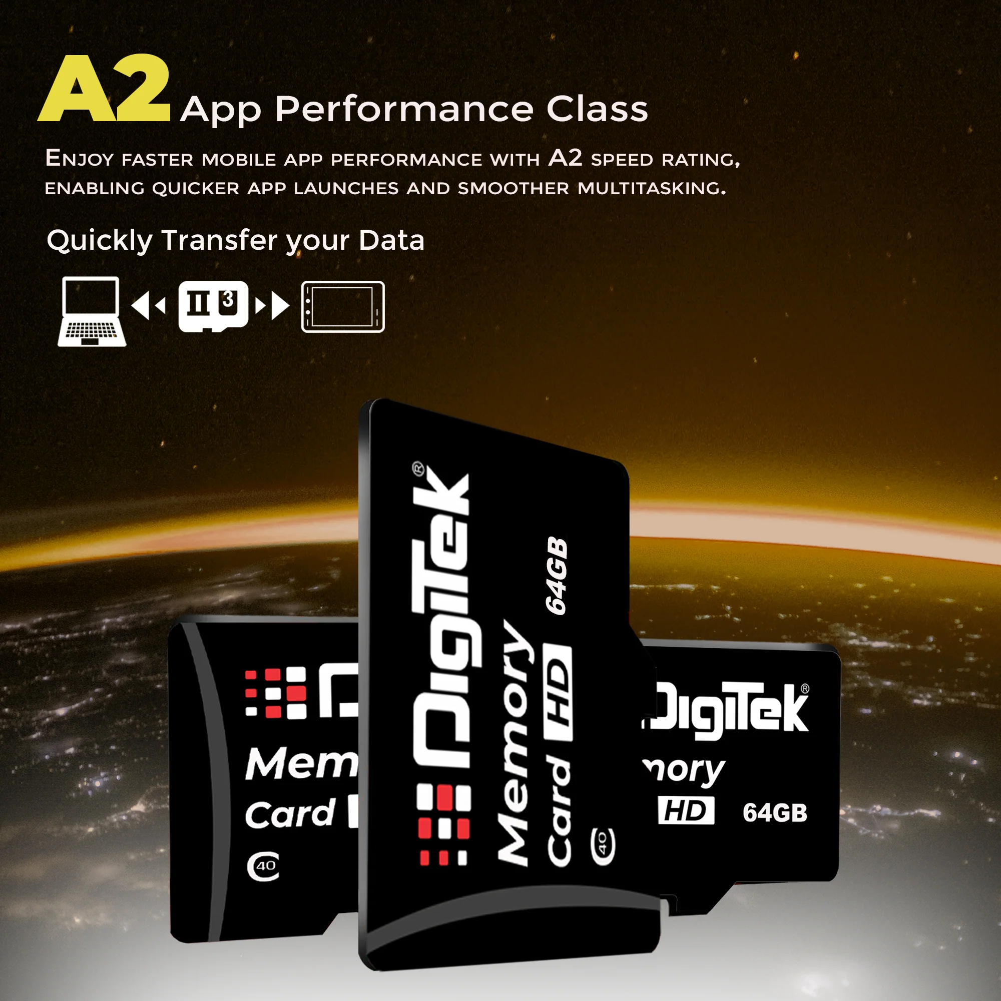 Digitek (DTF 64GB C40) High Speed 64GB Micro SDHC UHS III Memory Card – A2 Speed, 200MB/s, Waterproof & Shockproof, for 4K/8K Video, Drones, CCTV & Smartphones - Image 5