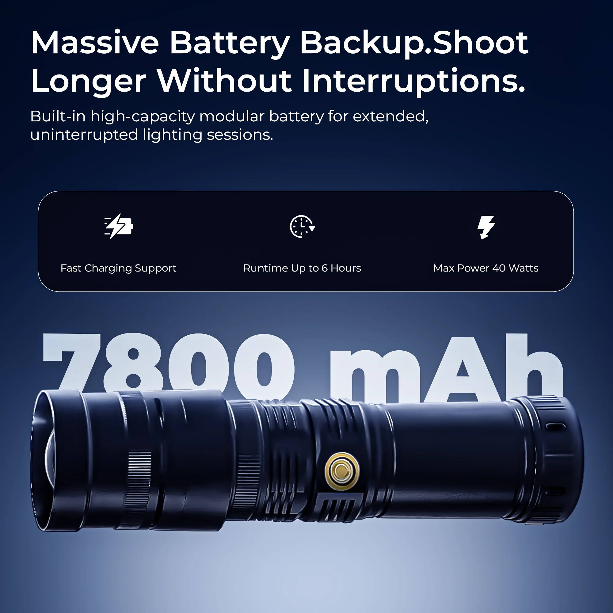 Digitek (DS 40 WTP PRO) Portable Torch Projector Snoot with Dedicated Professional Lens & Push Pull Adjustable Focused Beam, 20 Projection GOBOs - Image 3