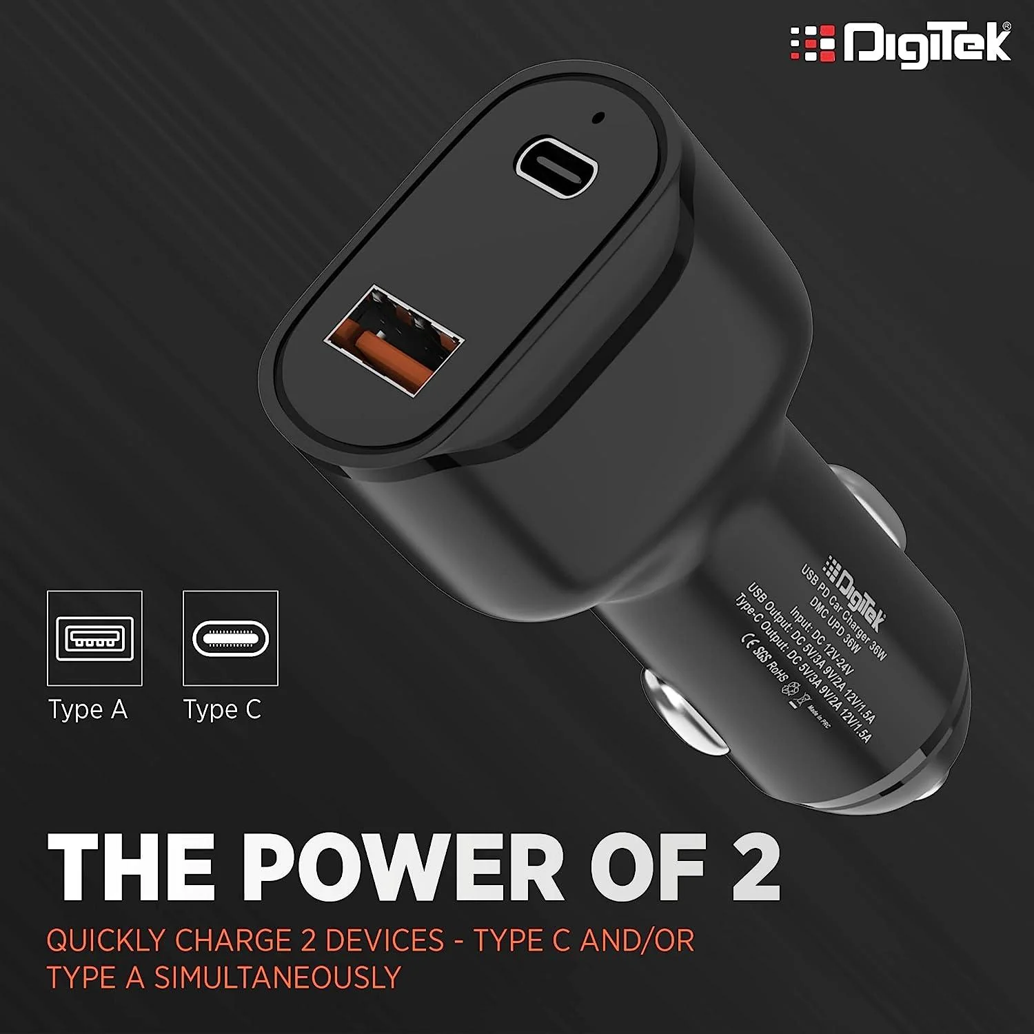 Digitek (DMC UPD 36W, Black) Cellular Phones Qc Pd 36W Car Charger With Quick Charge 3.0 And Power Delivery, Type-C & Usb Port With Wide Compatibility (DMC UPD 36W, Black) - Image 7