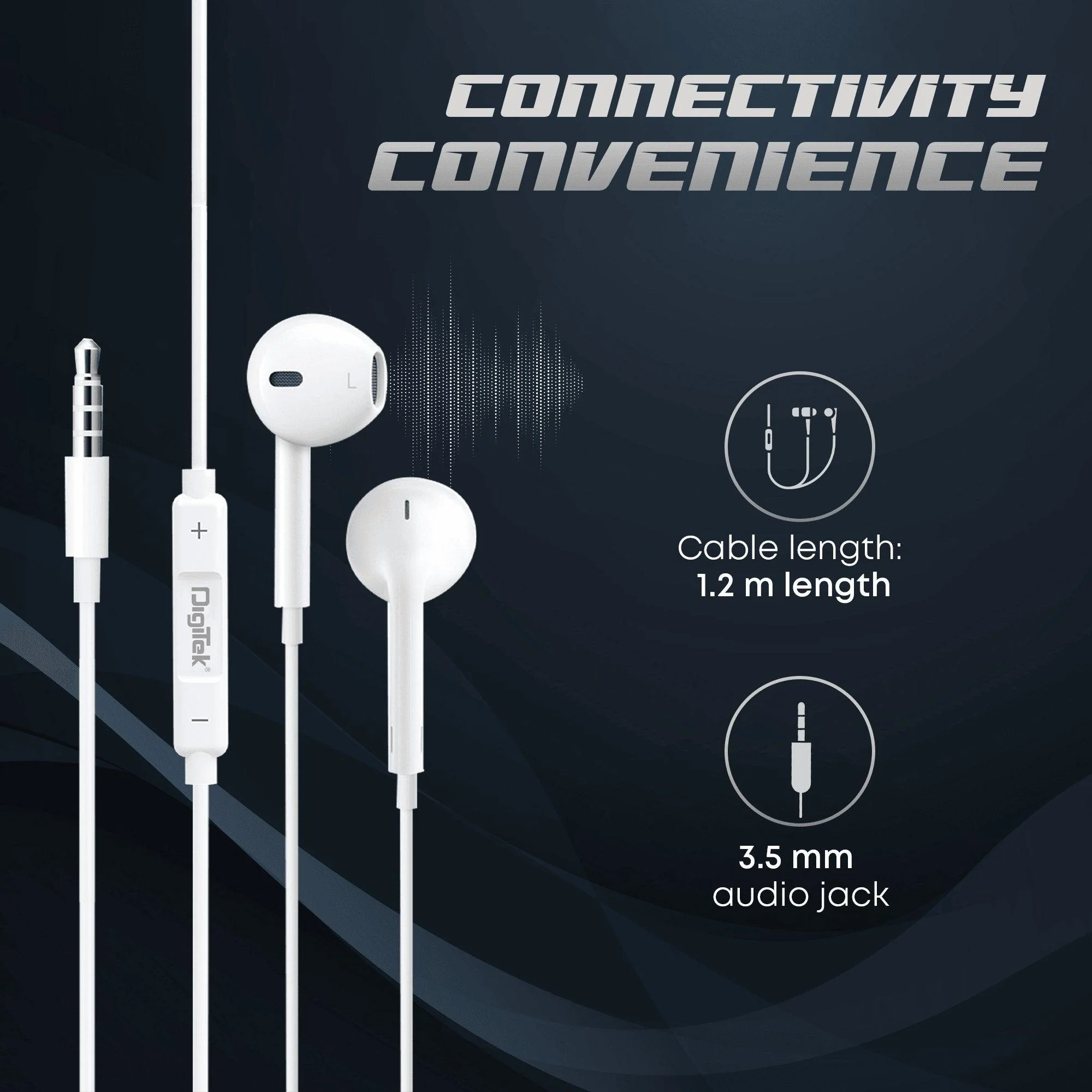 Digitek (DE 044) in-Ear Wired Stereo Earphone DE 044, Built-in Microphone, Tangle Resistant Cable(White) - Image 5