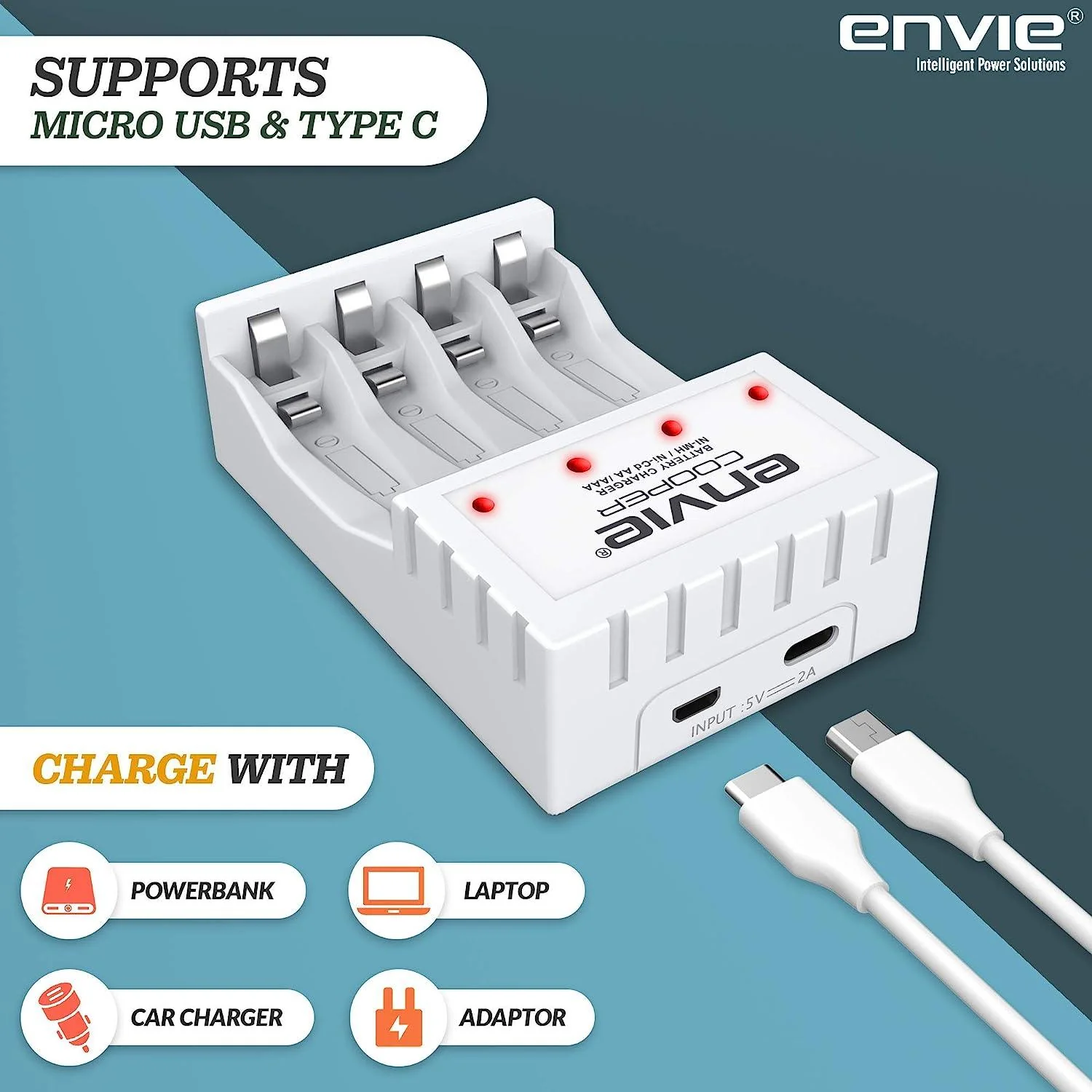 ENVIE (ECR-20 4xAA Ni-Cd 1000) Beetle Charger with Envie Ni-Cd1000mAh Batteries. - Image 3