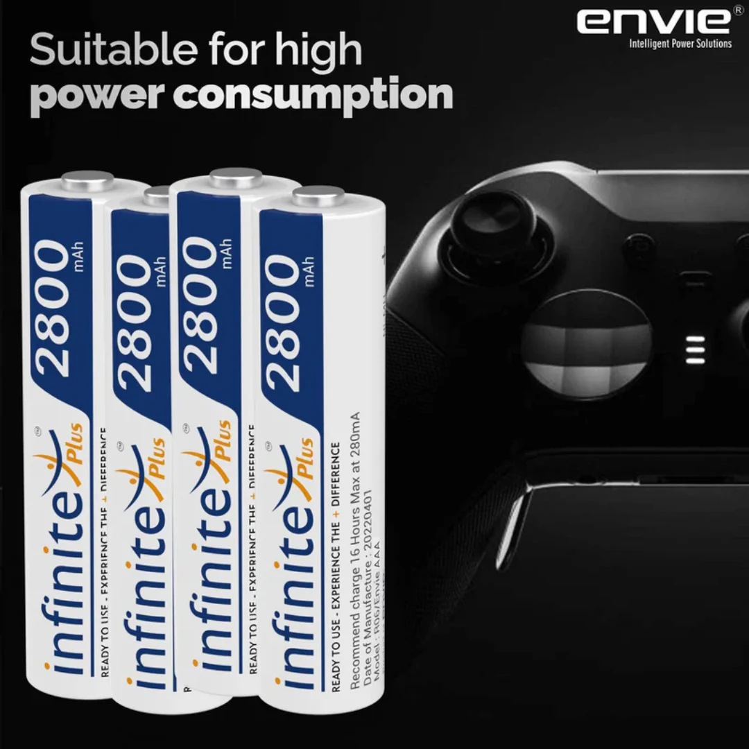 ENVIE (AA28004PL) AA Rechargeable Batteries | High Capacity Ni-MH | 2800 mAh | Low Self Discharge | Pre-Charged (Pack Of 4) (AA28004PL) - Image 4
