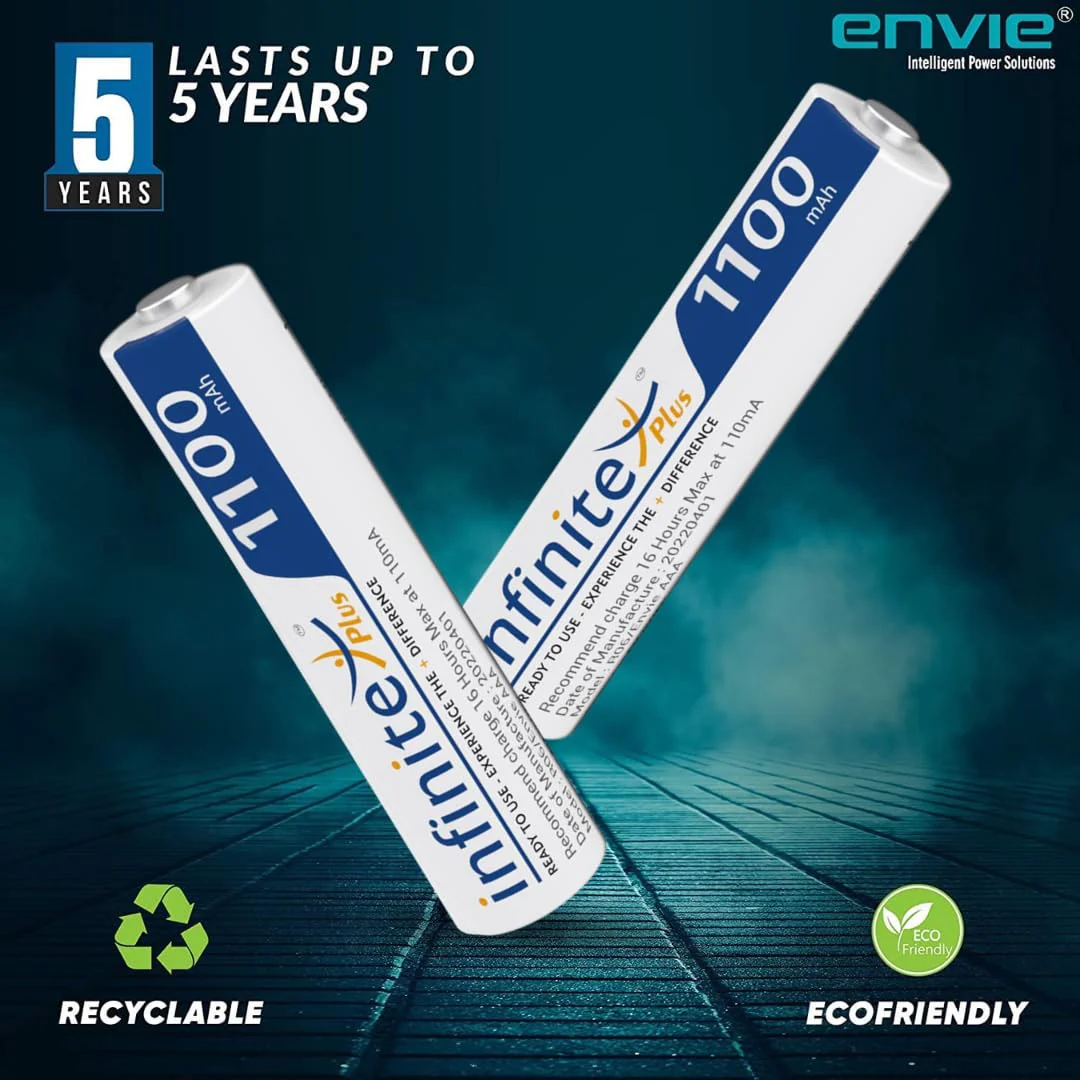 ENVIE AAA Rechargeable Batteries, High-Capacity Ni-MH 1100 mAh, Low Self Discharge, Pre-Charged (Pack of 2) (AAA11002PL) - Image 3