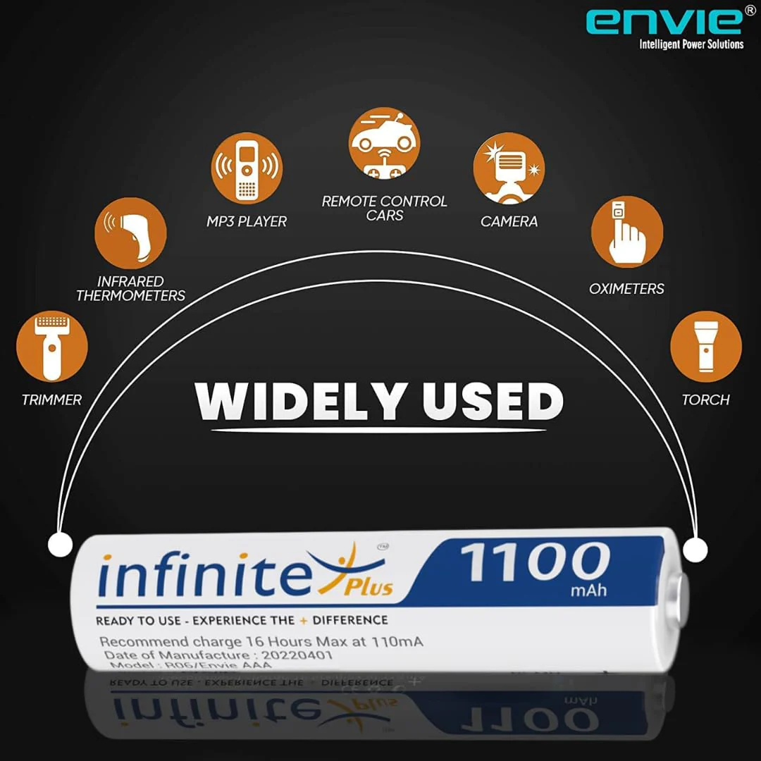 ENVIE AAA Rechargeable Batteries, High-Capacity Ni-MH 1100 mAh, Low Self Discharge, Pre-Charged (Pack of 2) (AAA11002PL) - Image 5