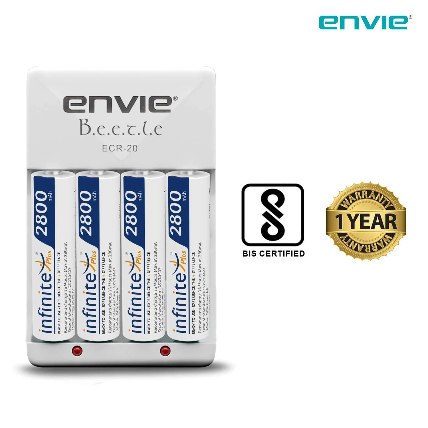 ENVIE (ECR20+AA2800 4PL) Charger for AA & AAA Rechargeable Batteries - Image 3