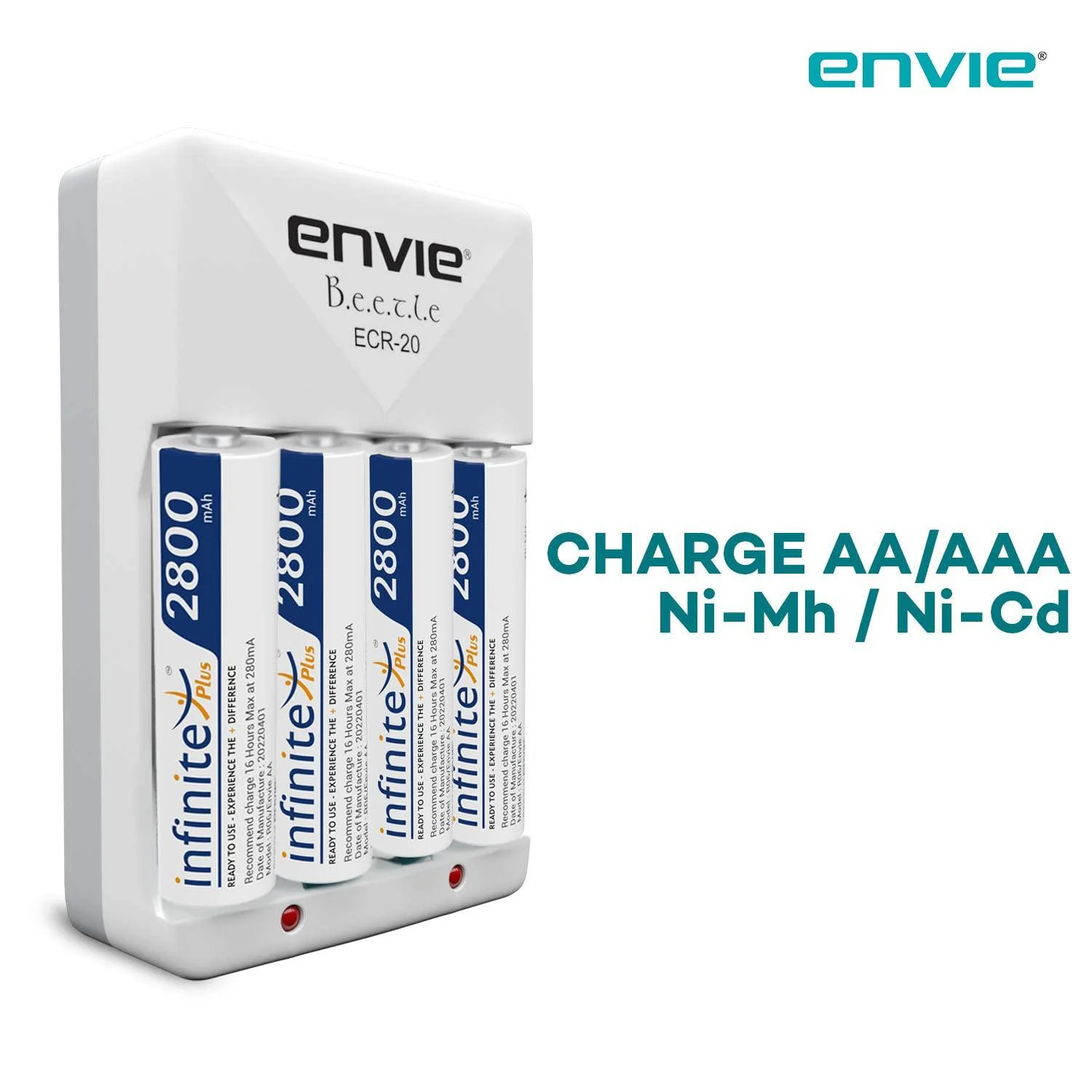 ENVIE (ECR20+AA2800 4PL) Charger for AA & AAA Rechargeable Batteries - Image 7